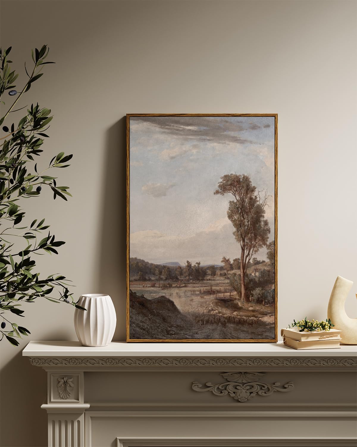 Insimsea Framed Wall Art For Living Room Classical Landscape Canvas Prints Room Decor Rustic Countryside Scenery Artworks Bathro