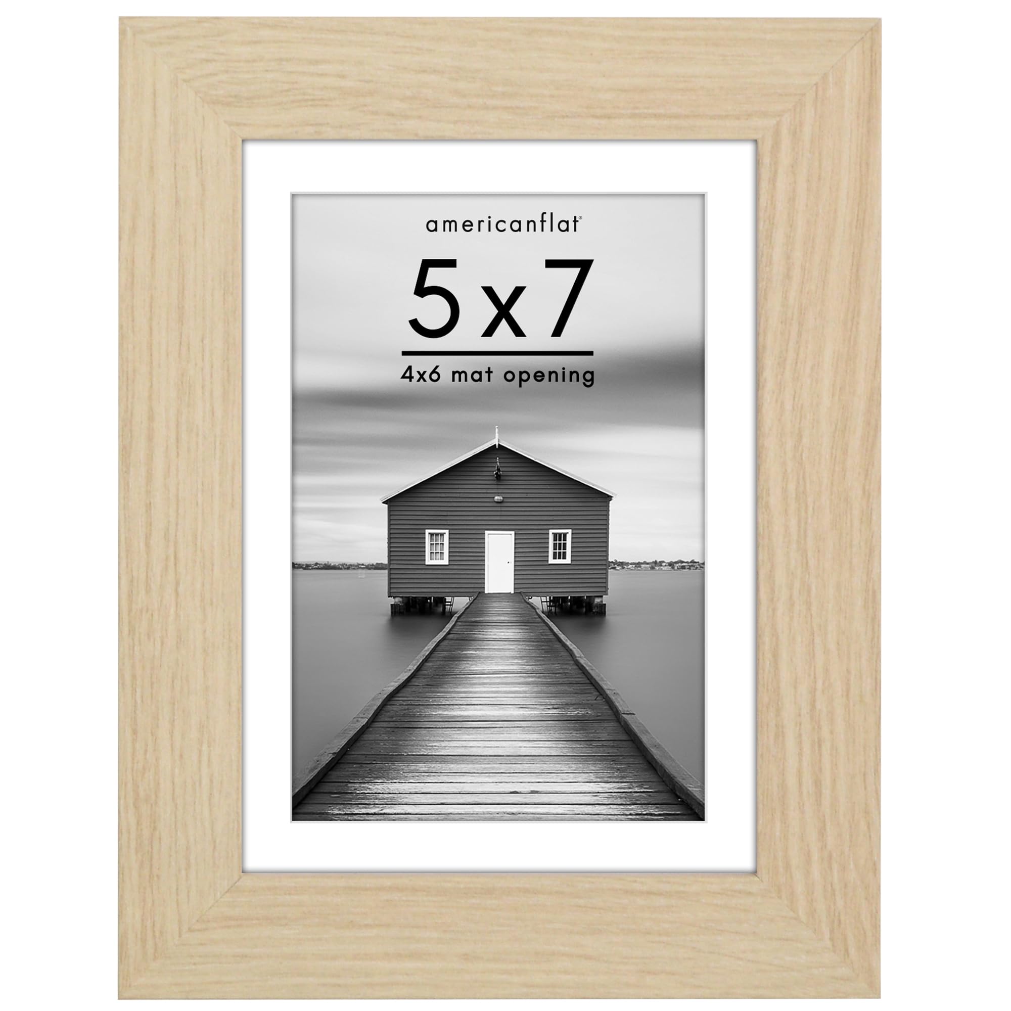 Americanflat 5x7 Picture Frame with Shatter-Resistant Glass - Use as 4x6 Frame with Mat or Display 5x7 Photo Without Mat - Hudso