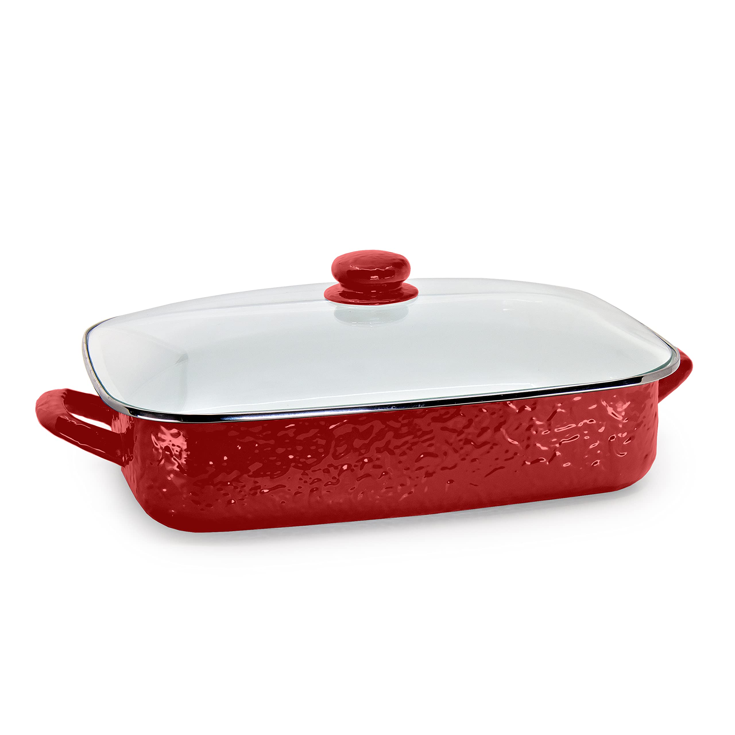 Golden Rabbit Enamelware - 10.5Qt Roasting Pan (Solid Red)