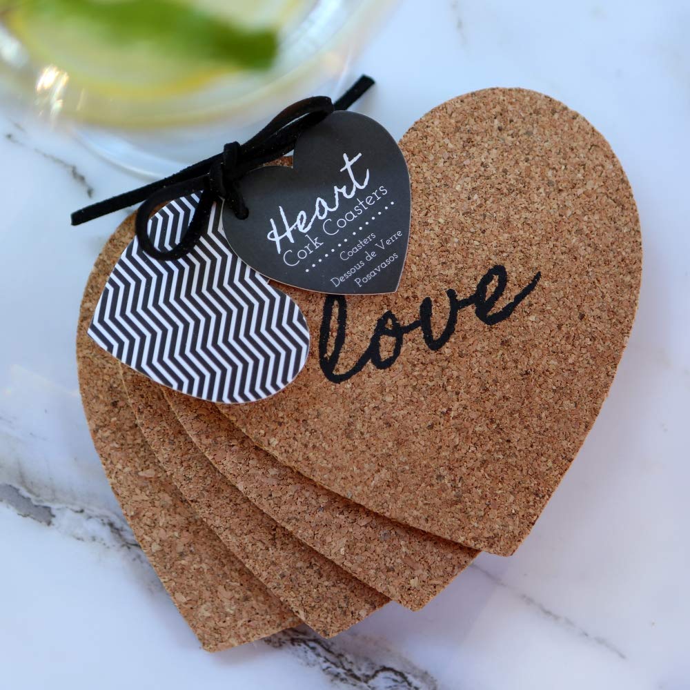 Kate Aspen ''Heart'' Cork Coasters, Set Of 4