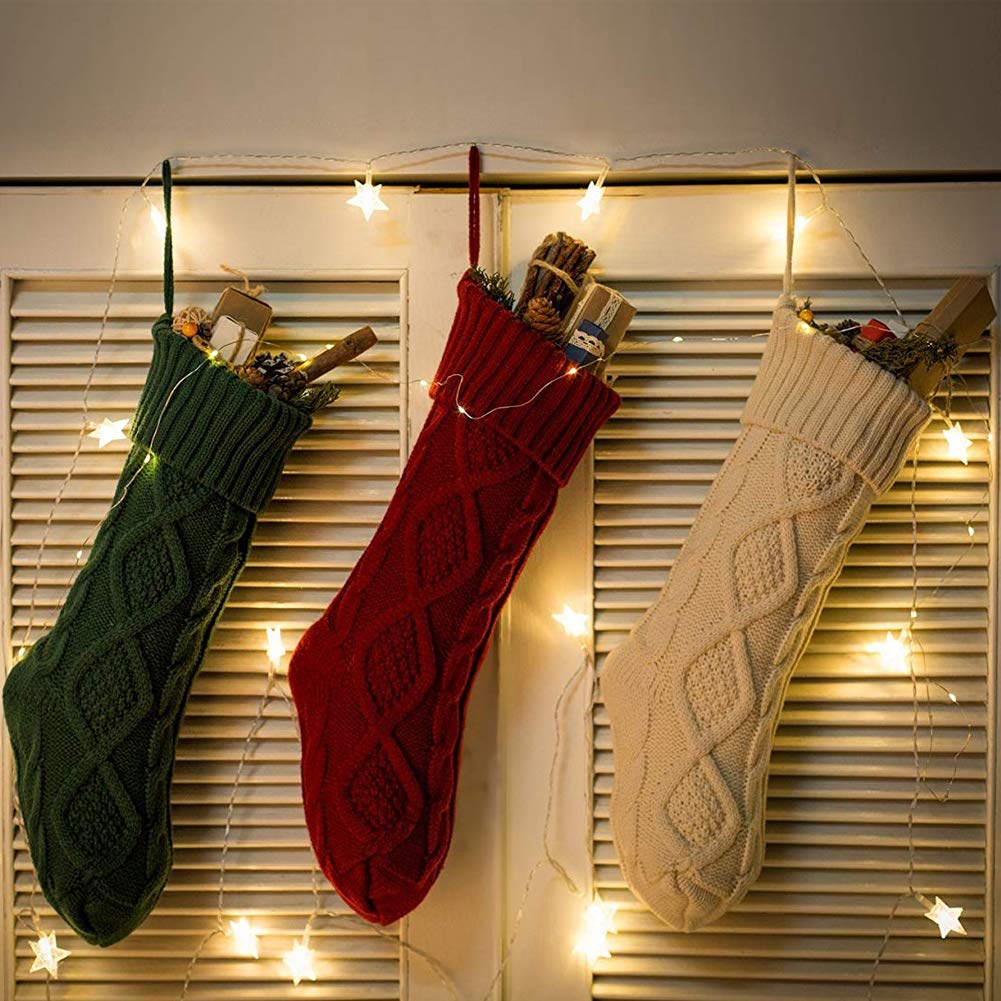 Meiosuns Christmas Stockings Cable Knit Stocking Christmas Decorations Goodie Bags Gift Fireplace Xmas Tree Stocking Ornaments f