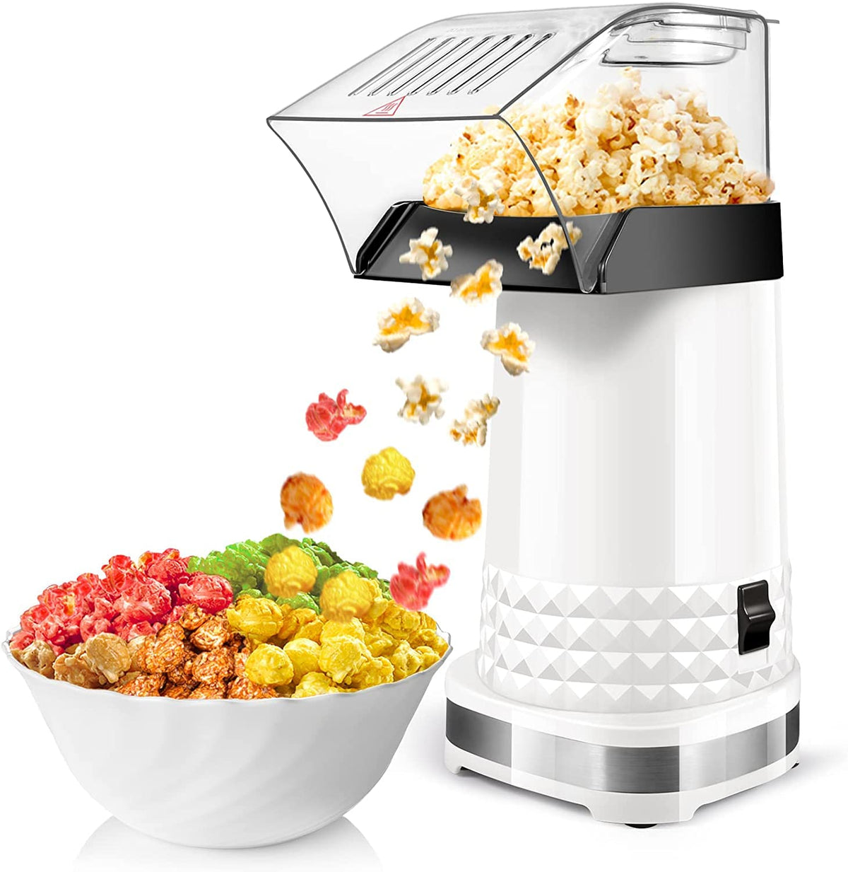 Kodaqo Popcorn Maker, Hot Air Popper 1200W With Etl Certified, Bpa Free, No Oil, Diy Flavors, 98% Super High Explosion Rate Mach