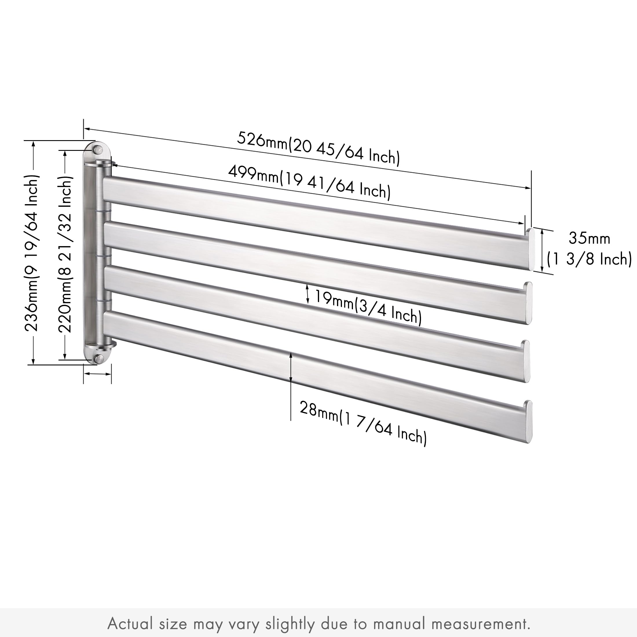 KES Bathroom Towel Rack  19.5'' Swivel Towel Bar  4-Arm Towel Holder for Bathroom Wall  SUS304 Stainless Steel Brushed Finish  A2104S4L50-2