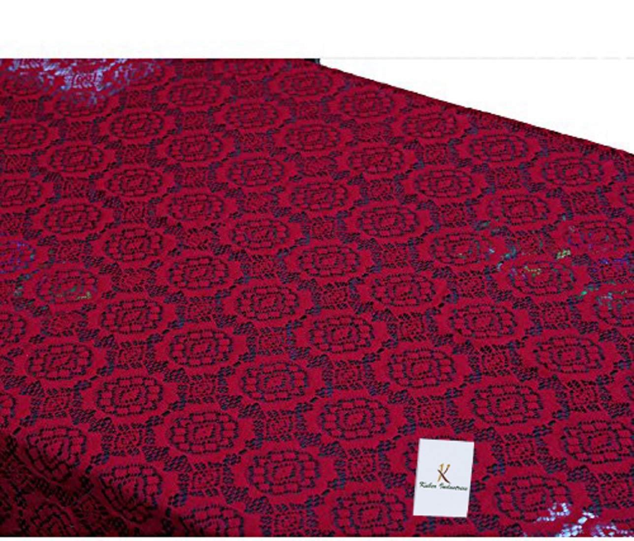 Kuber Industries Dining Table Cover Maroon Cloth Net For 6 Seater 6090 Inches (Self Design)