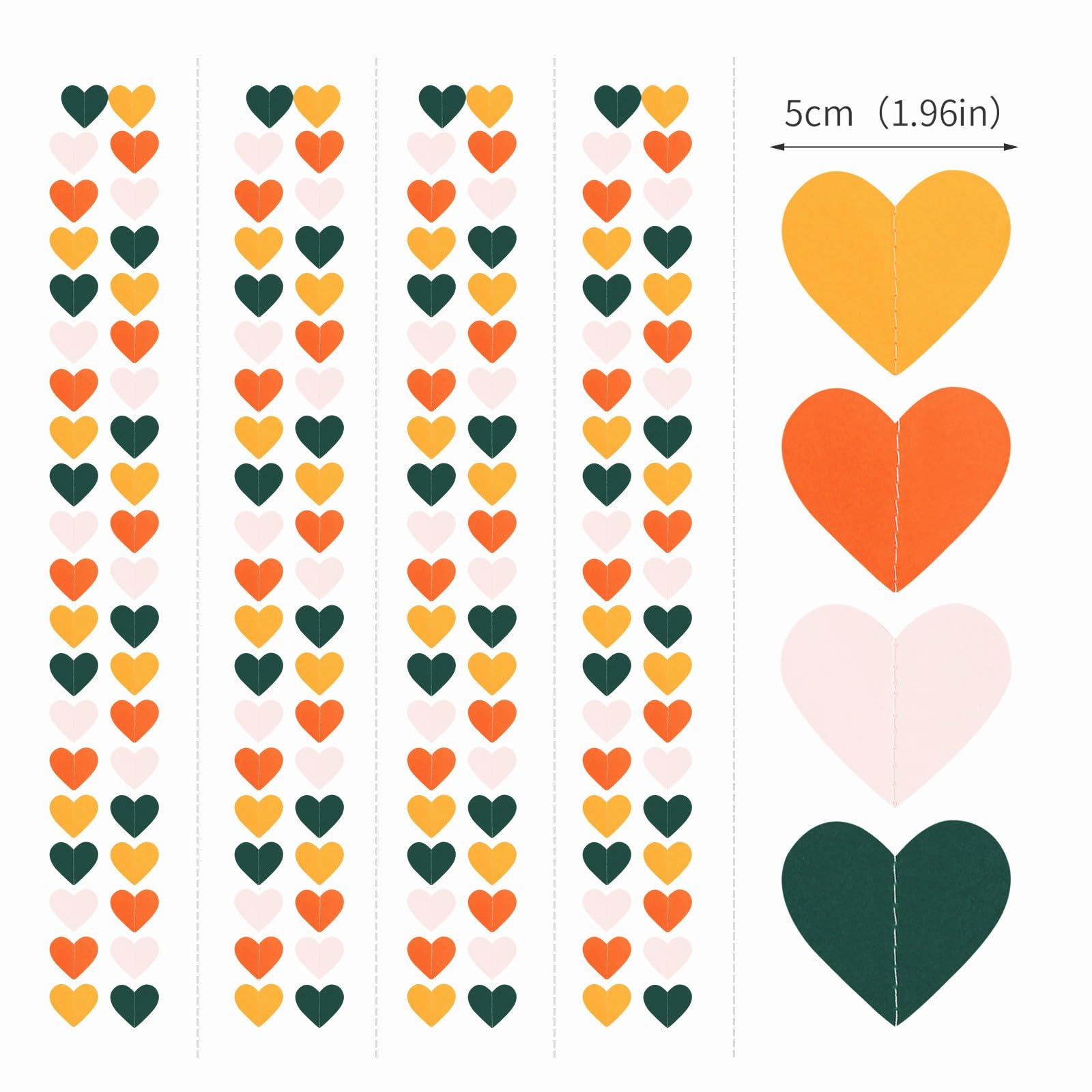 Pink Green Orange Party-Decorations Heart-Garland - 52ft Little Cutie Baby Shower Hanging Decoration Streamers Banner,Wedding Br