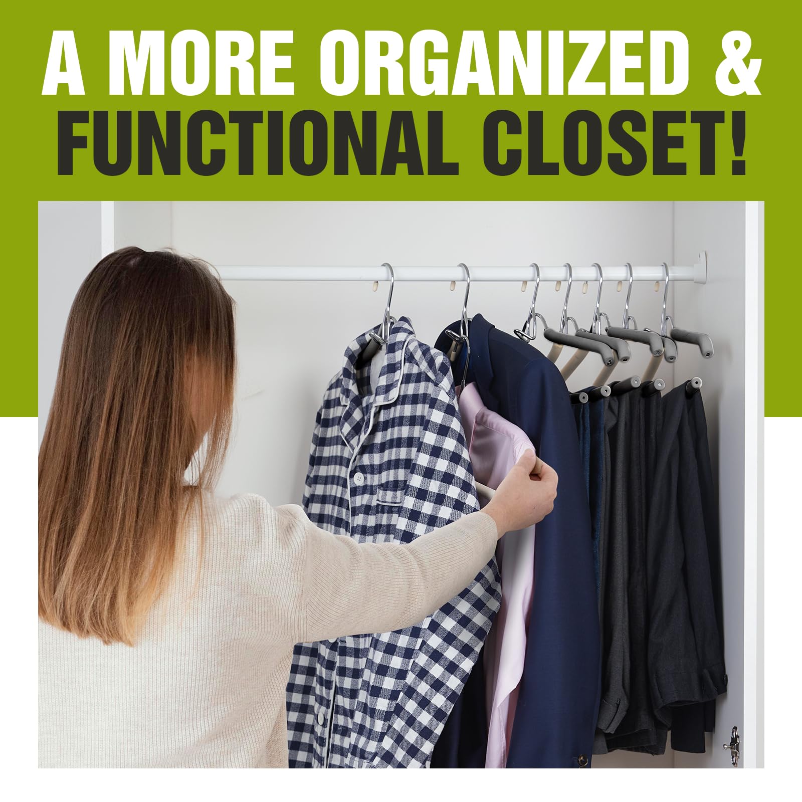 Spring Fever Foam Padded Clothes Hangers With Hooks - Sponge Non Slip Chrome Plating Heavy Duty Space Saving Open Ended For Wome