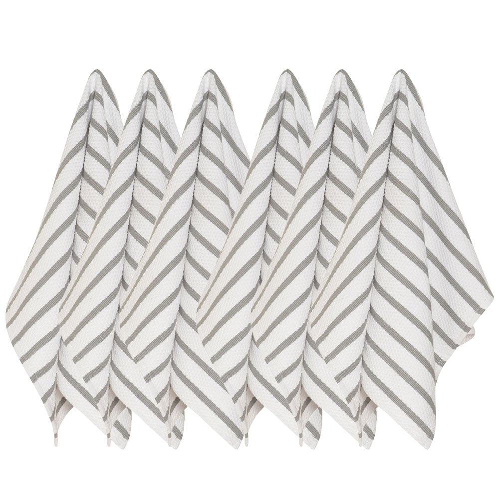 Now Designs Basketweave Kitchen Towel London Gray Stripe, Set Of 6 140422