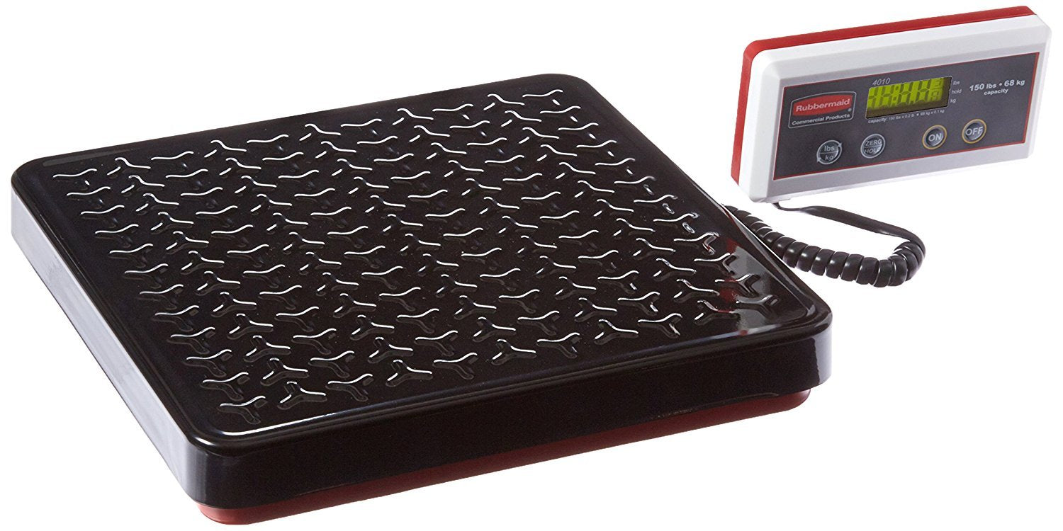 Rubbermaid Commercial Products Digital Receiving Scale, 150-Pound Capacity, Heavy-Duty Non-Skid Shipping And Postal Scale, Food
