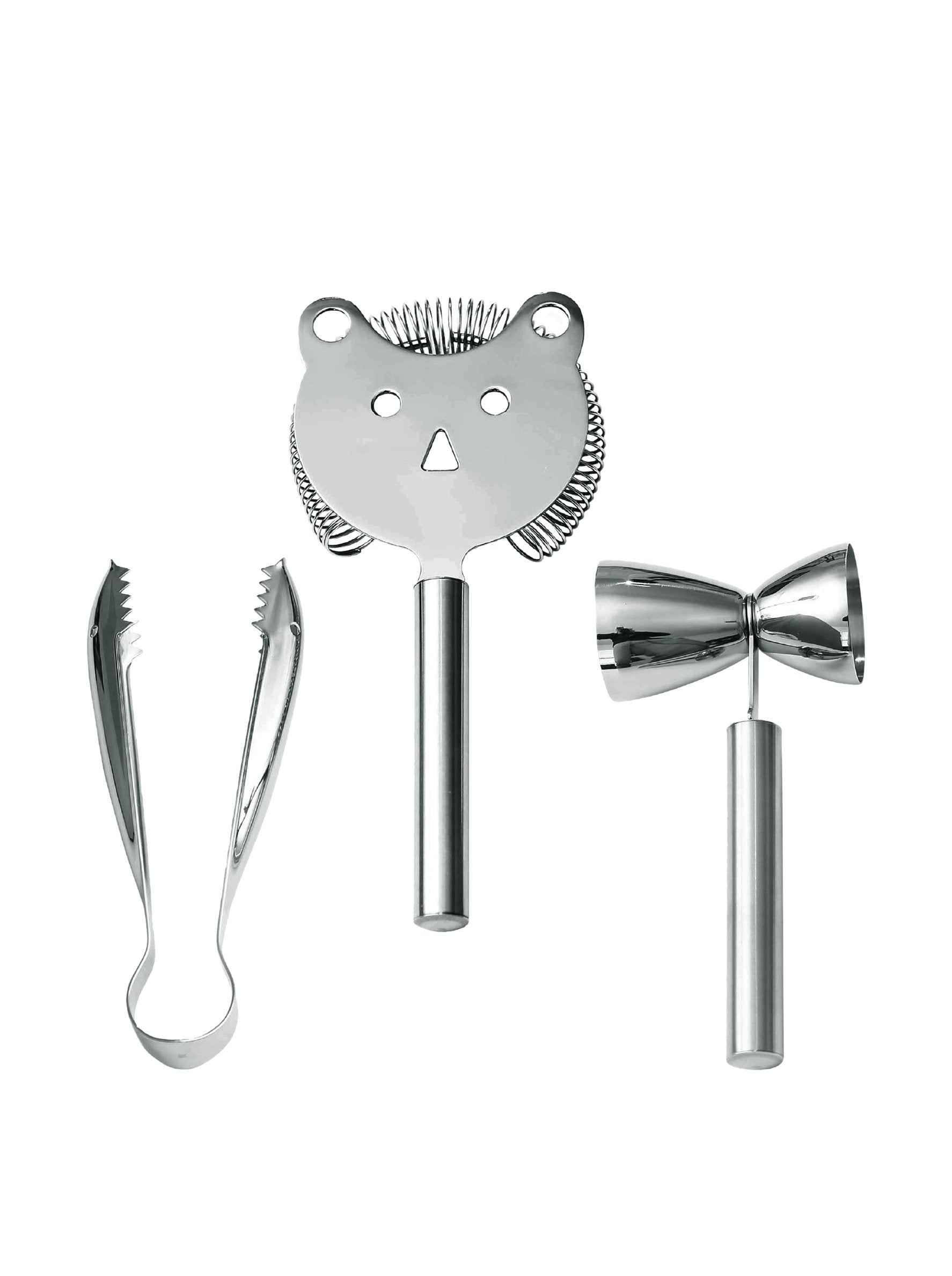 Wmf Faces Bar Set 3-Piece (Strainer, Ice Tongs, Bar Measure)