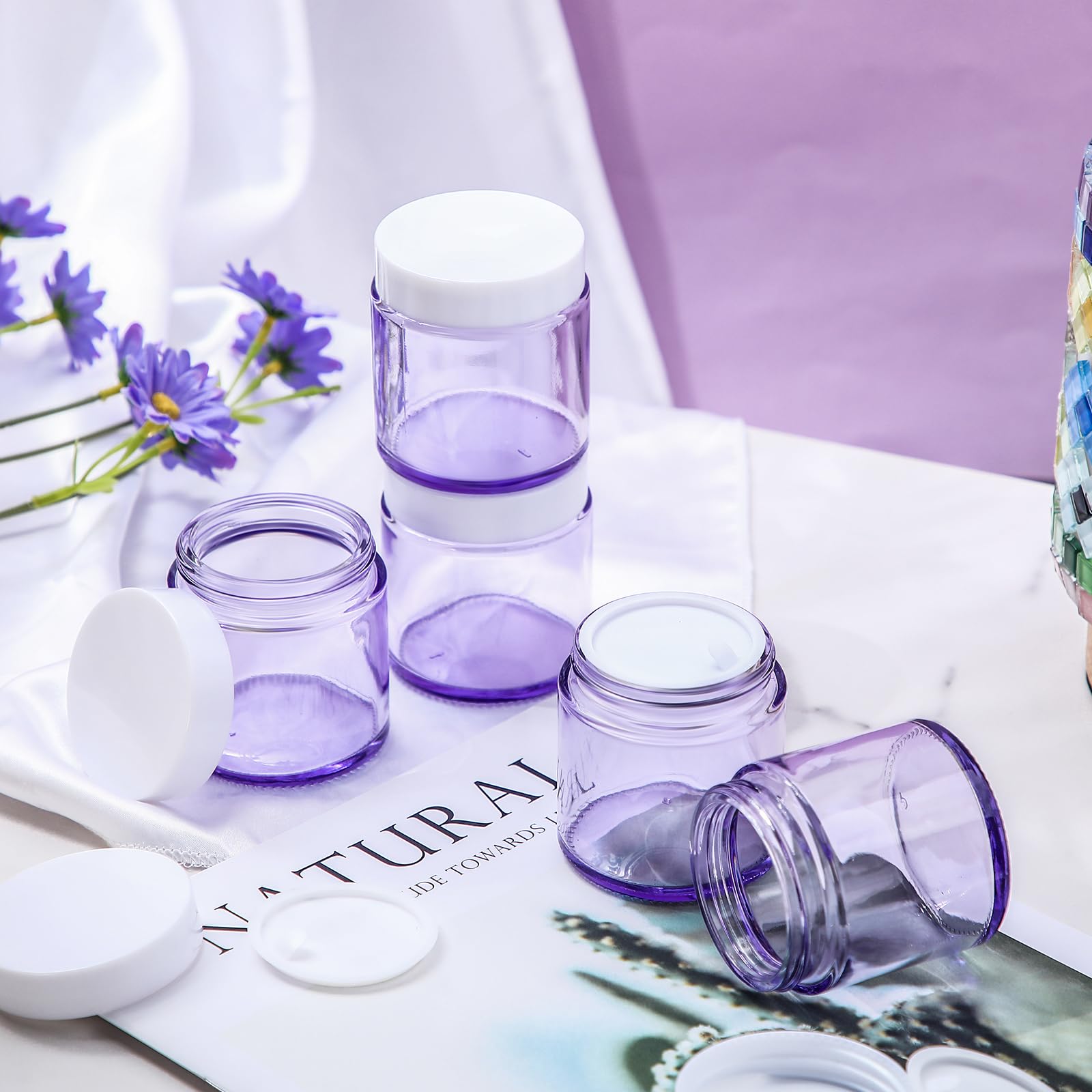 Norme 48 Pcs 4 Oz Glass Jars With Lids Leakproof Round Airtight Jars Empty Cosmetic Jars With Inner Liners Lid For Storing Lotio