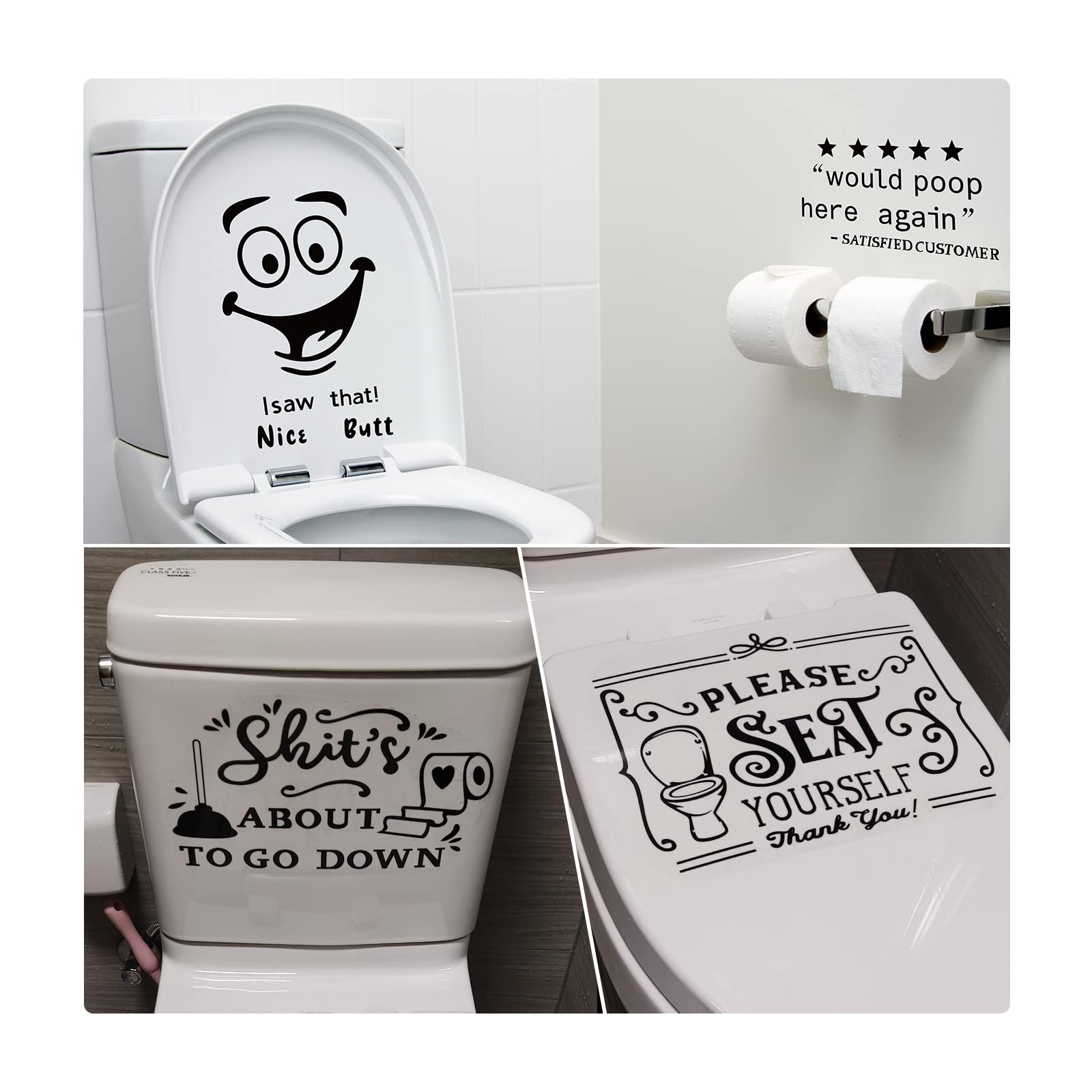 Aligz Funny Toilet Stickers, Please Seat Yourself, Nice Butt, Would Poop Here Again, Funny Stickers For Bathroom, Funny Gift