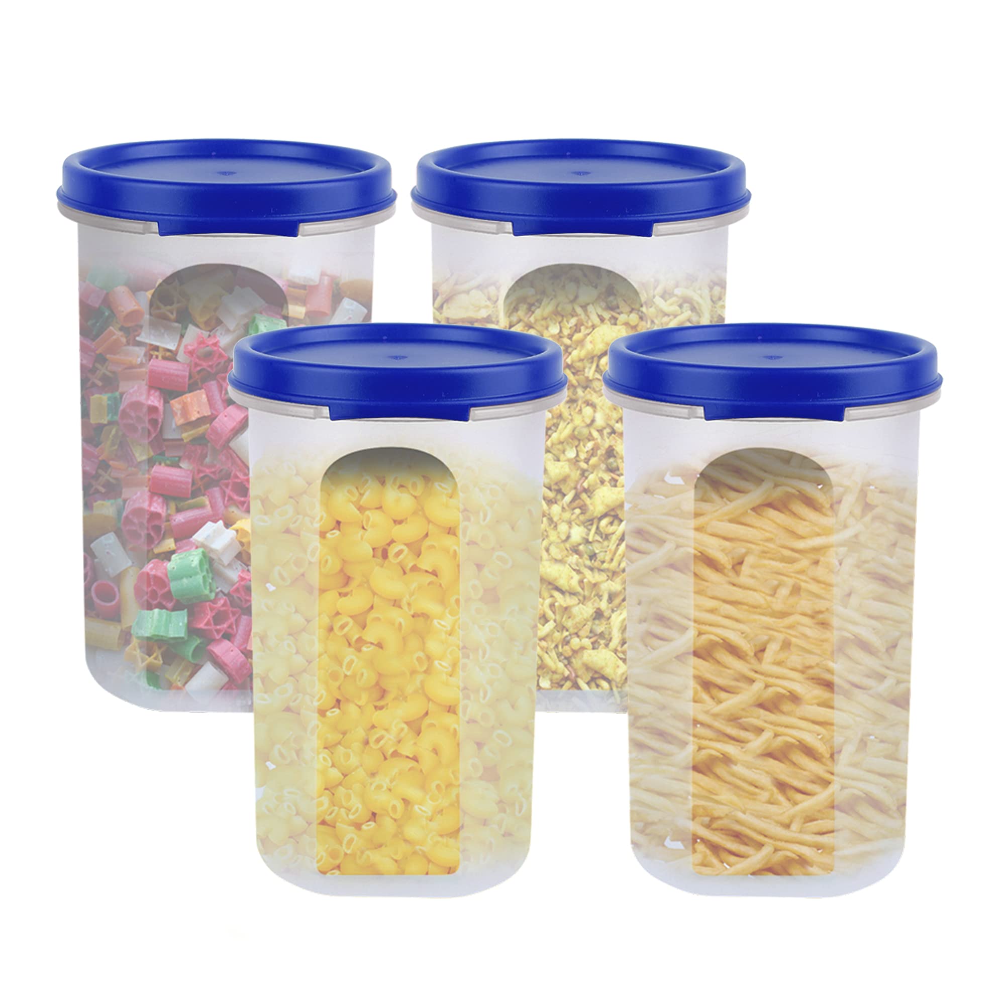 Cutting Edge Essentials 585Ml Smart Slim Container, Dark Blue, Set Of 4