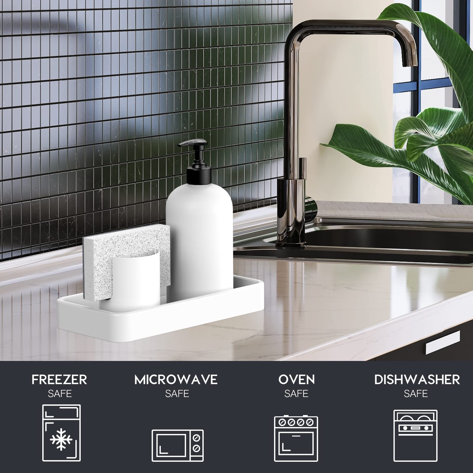 Gurygo 8'' - Small Rectangular Vanity Tray For Bathroom - Ceramic Kitchen Soap Tray - Countertop And Vanity Tray - Comestic Hold