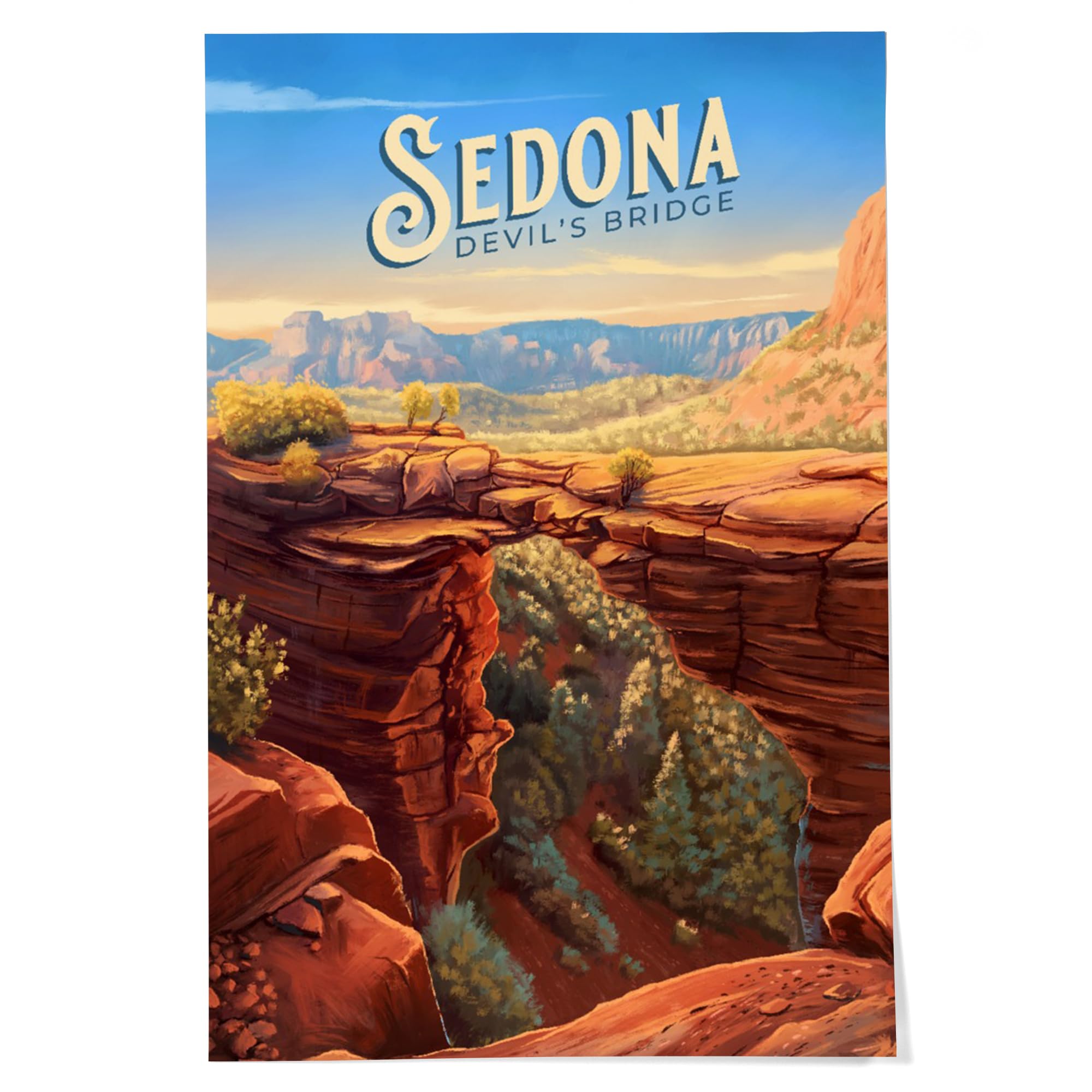 Lantern Press 24X36 Inch Giclee Art Print Wall Decor, Sedona, Arizona, Devil 'S Bridge, Oil Painting