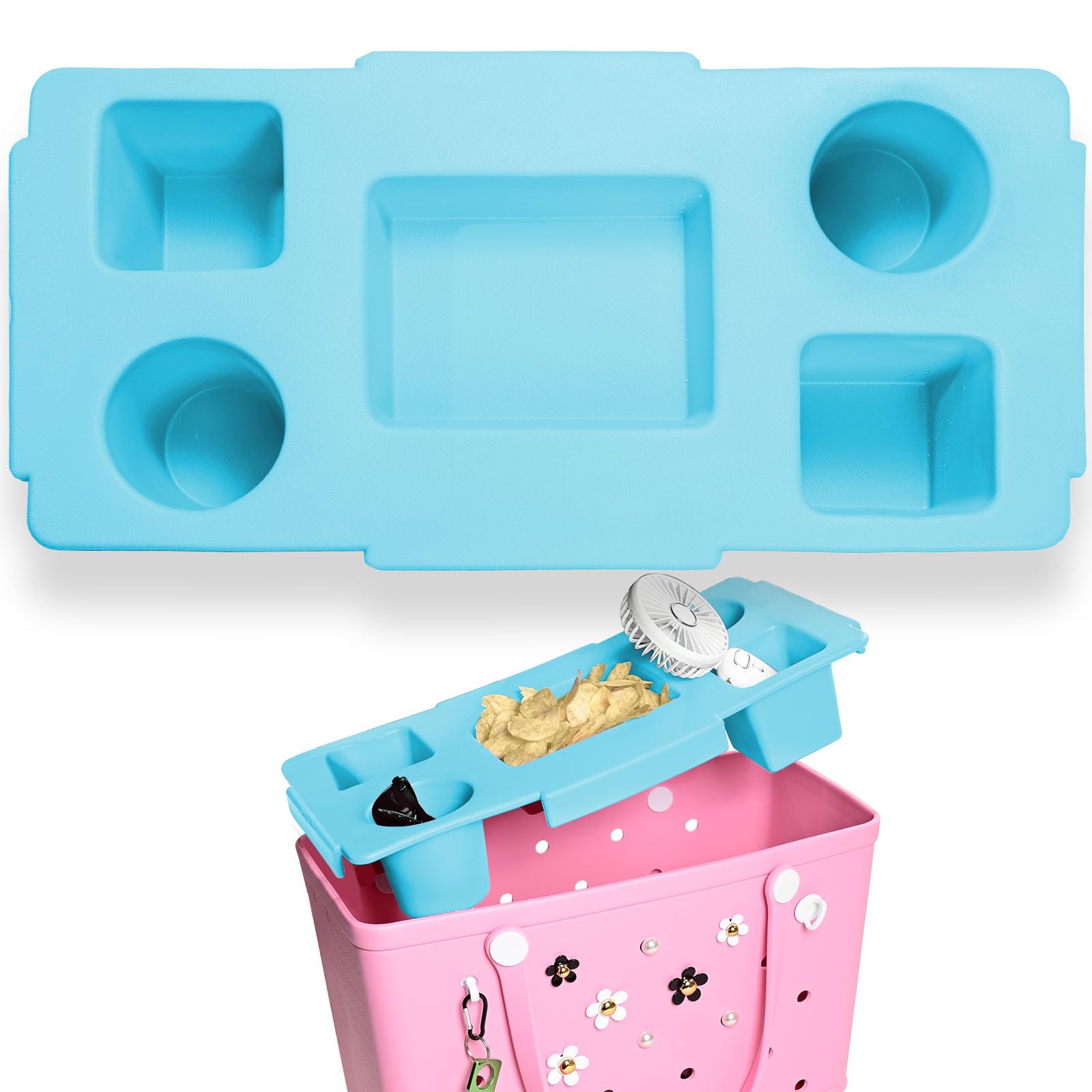 ZYTONGMAO Tote Topper Tray Accessories for Bogg Bag Large Only - Waterproof EVA Table Top Organizer Lid with Cup Holder, Snack, 