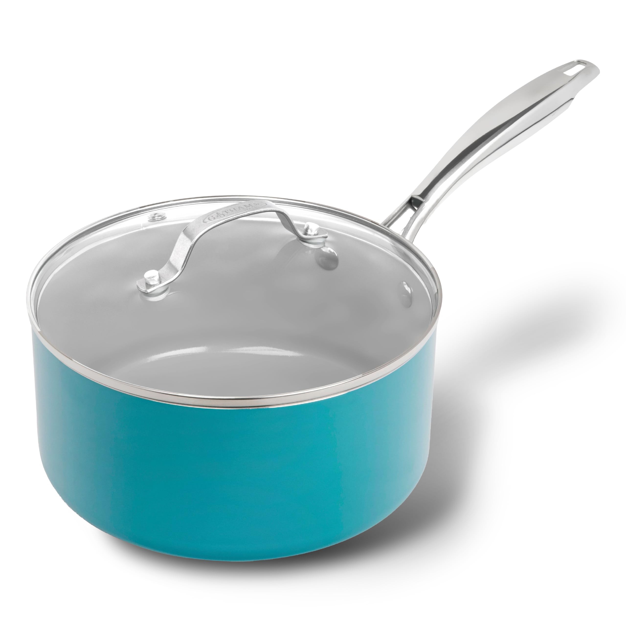 Gotham Steel Aqua Blue 3 Quart Saucepan With Lid, Ultra Nonstick Sauce Pan With Lid, Small Pot With Lid, Ceramic Nonstick Saucep