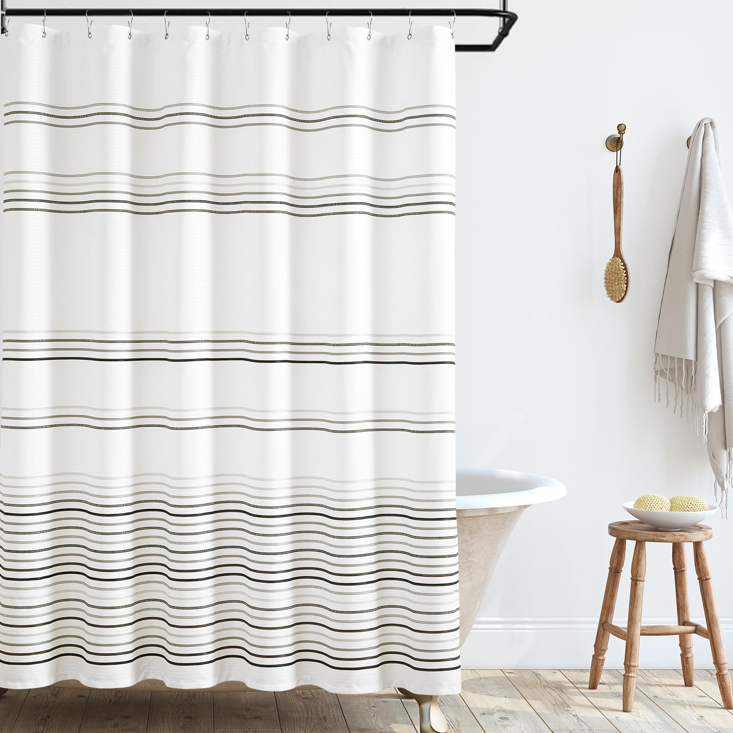 Jinchan Multi Grey And White Shower Curtain Ombre Fabric Shower Curtains For Bathroom Modern Striped Shower Curtain Waterproof I