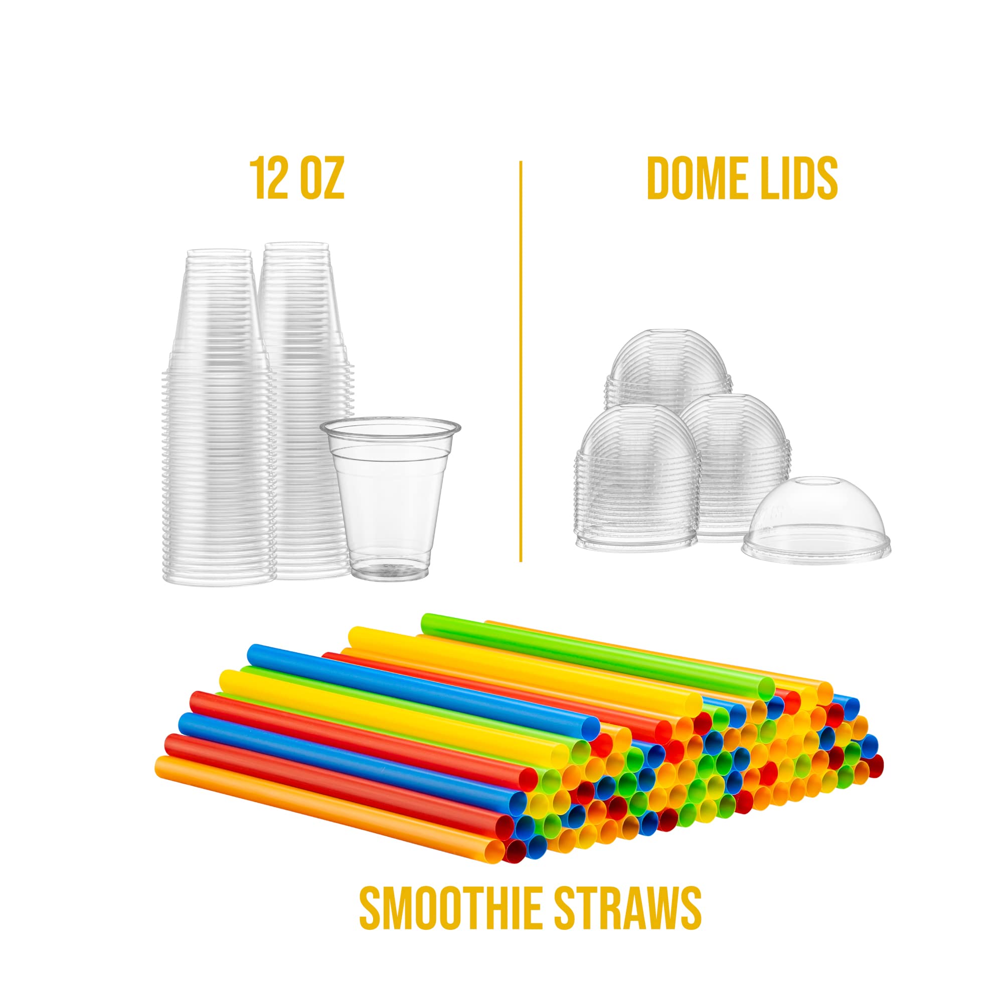 ELEGANT DISPOSABLES [40 Sets - 24 Oz] Crystal Clear PET Plastic Cups With Dome lids & Straws for Iced Coffee  Cold Drinks  Milkshake  Slush Cup  Smoothy's  Slurpee  Party's  Plastic Disposable Cups