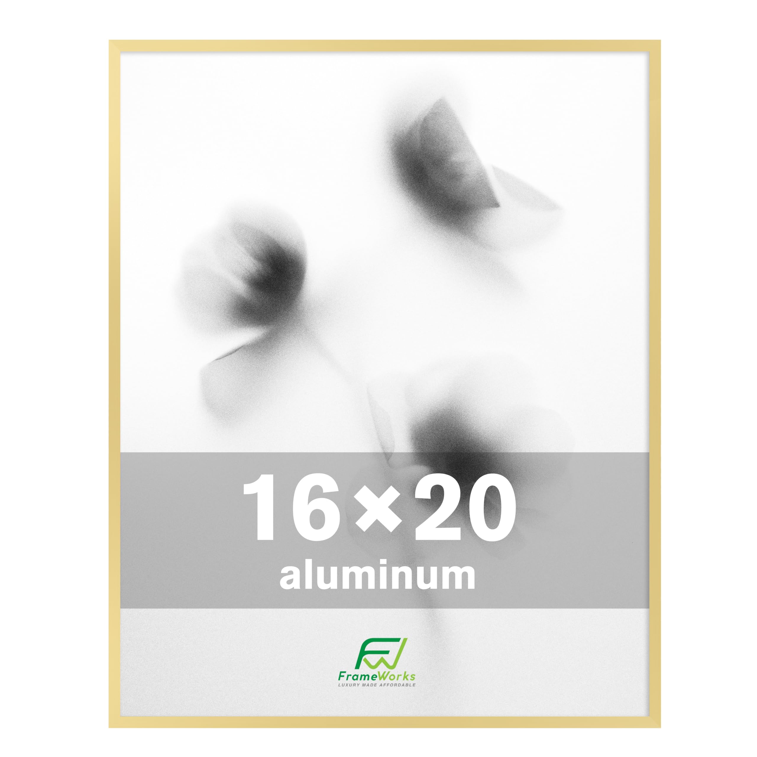 FrameWorks 16x20 Brushed Aluminum Poster Frames - Modern Brushed Metal Design w/Shatterproof Plexiglass, Perfect for Posters, Ar