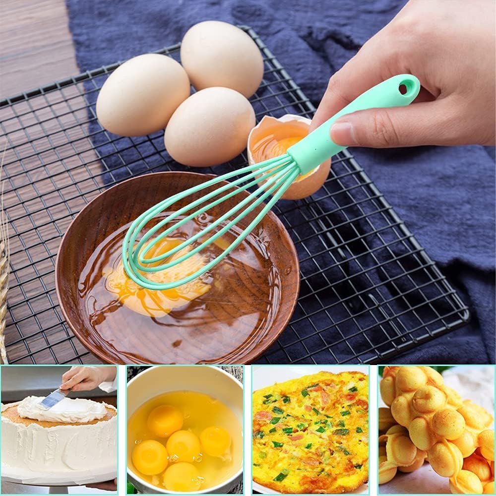 Ncam 5 Pcs Silicone Whisk For Cooking - Mini Whisk Stainless Steel Dough Whisk, Non Stick Hand Tiny Balloon Wire Whisk, Milk Egg