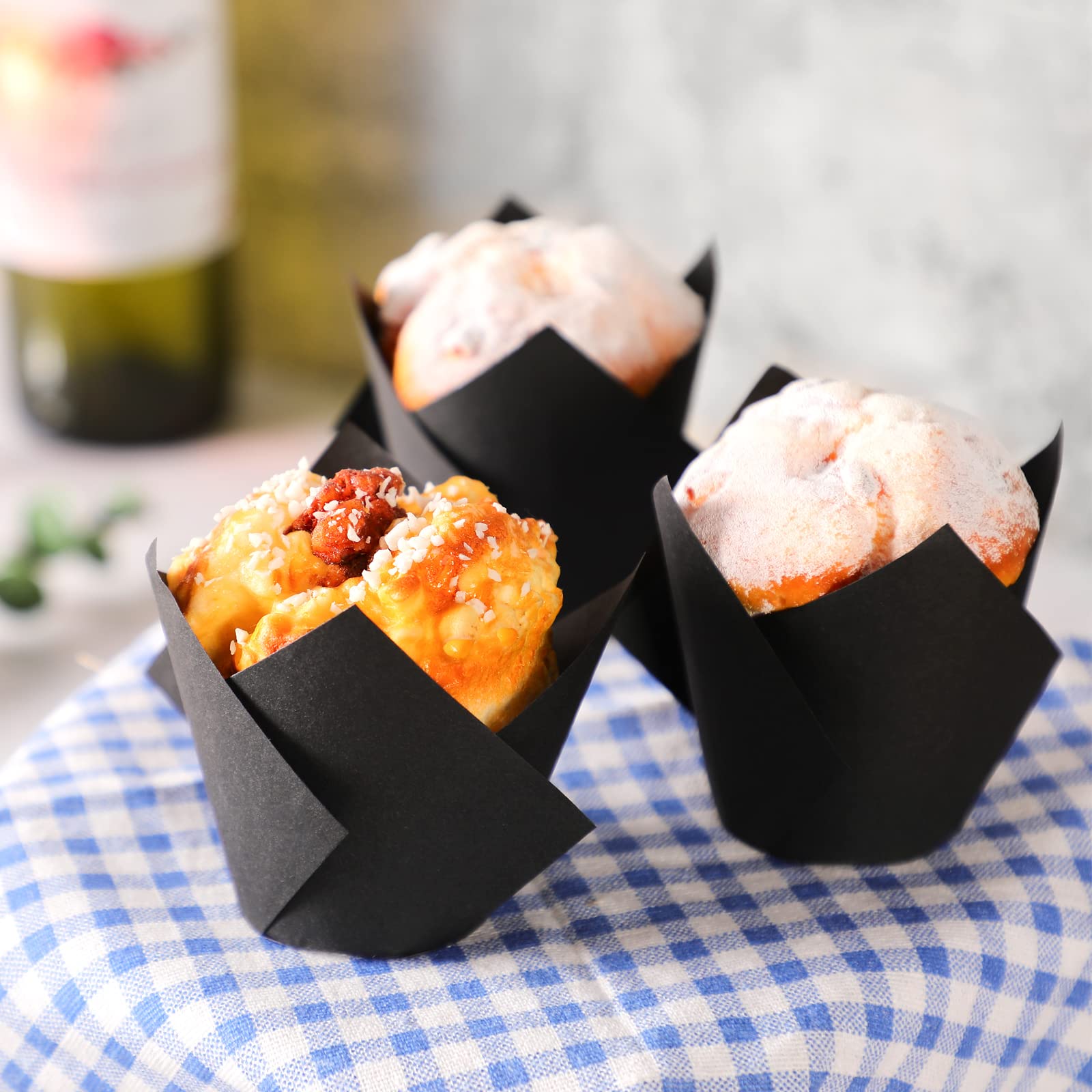 Jutom 200 Pack Tulip Cupcake Liners Paper Baking Cups Greaseproof Muffin Liners Grease Resistant Cupcake Wrappers For Weddings B
