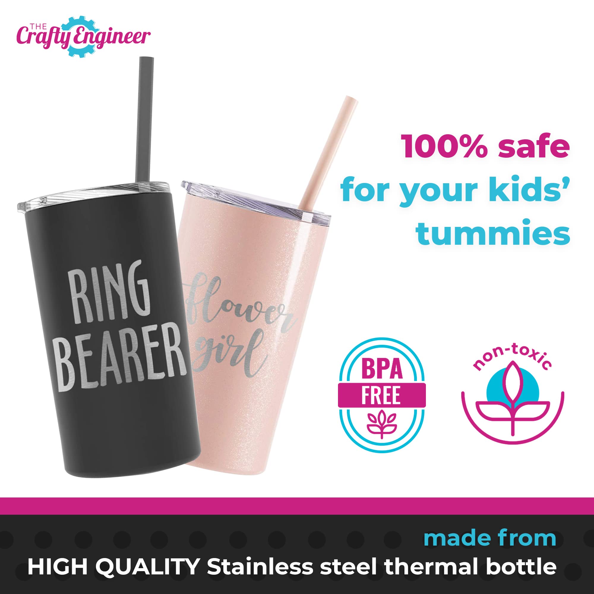 The Crafty Engineer Ring Bearer Tumbler With Straw - Unique Ring Bearer Proposal Gift - Ideal Ring Bearer Gift For Little Boys -