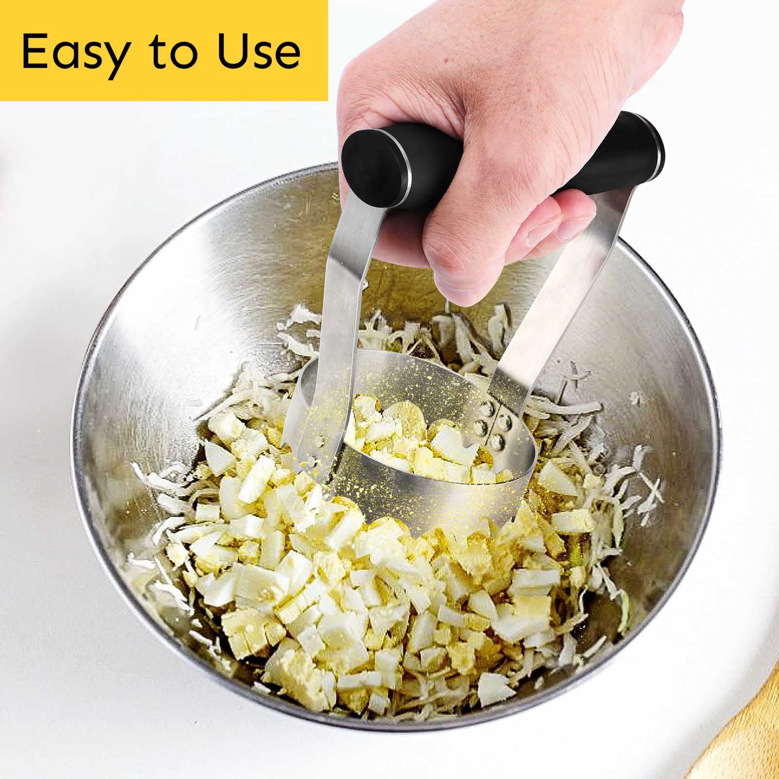 Hulisen Cutlery Serrated Food Chopper, 3 Inch Stainless Steel Manual Hand Chopper With Grip Handle & Serrated Tooth Edge, Handhe