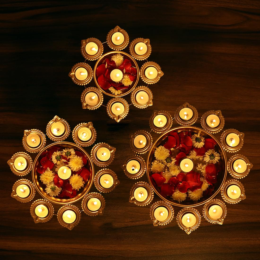 BEYOND THE MAT Floral Decorative Bowl Urli Diya, Diwali Decoration Items for Home Dcor, Handcrafted Elegant Centerpiece, Pooja R