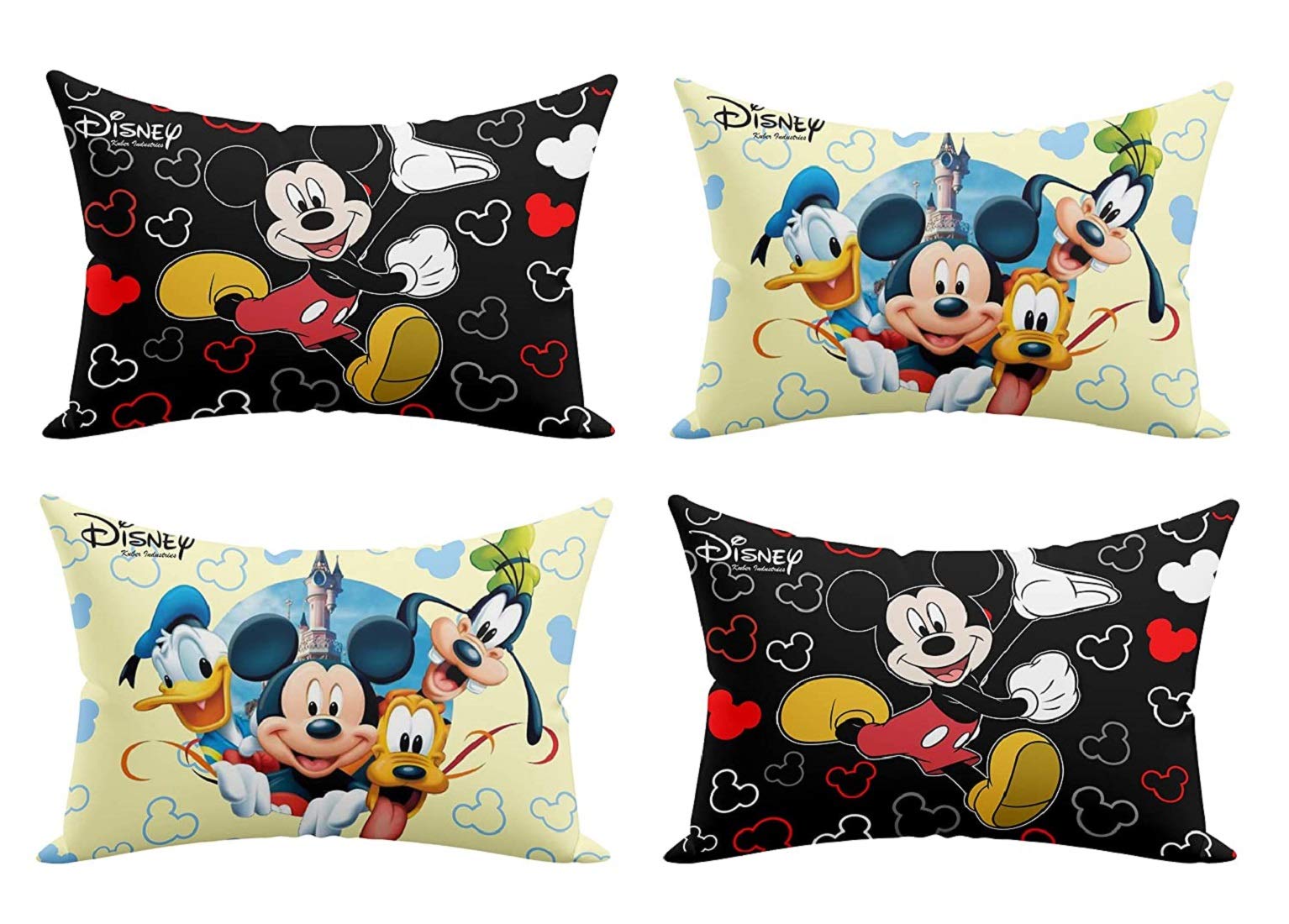 Kuber Industries Full Back & Lumbar Support Decorative Pillow 16X24(Black & Cream)-Pack Of 4-Kubmart15976 Microfiber