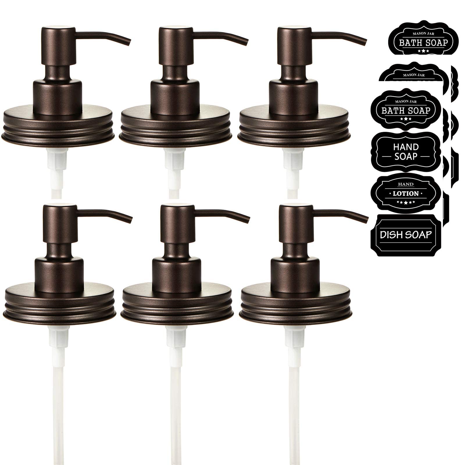 Amolliar Mason Jar Liquid Soap Dispenser Lid, 304 Stainless Steel Pum Lid For 16Oz Regular Mouth Mason Jar, Rustic Farmhouse Dec