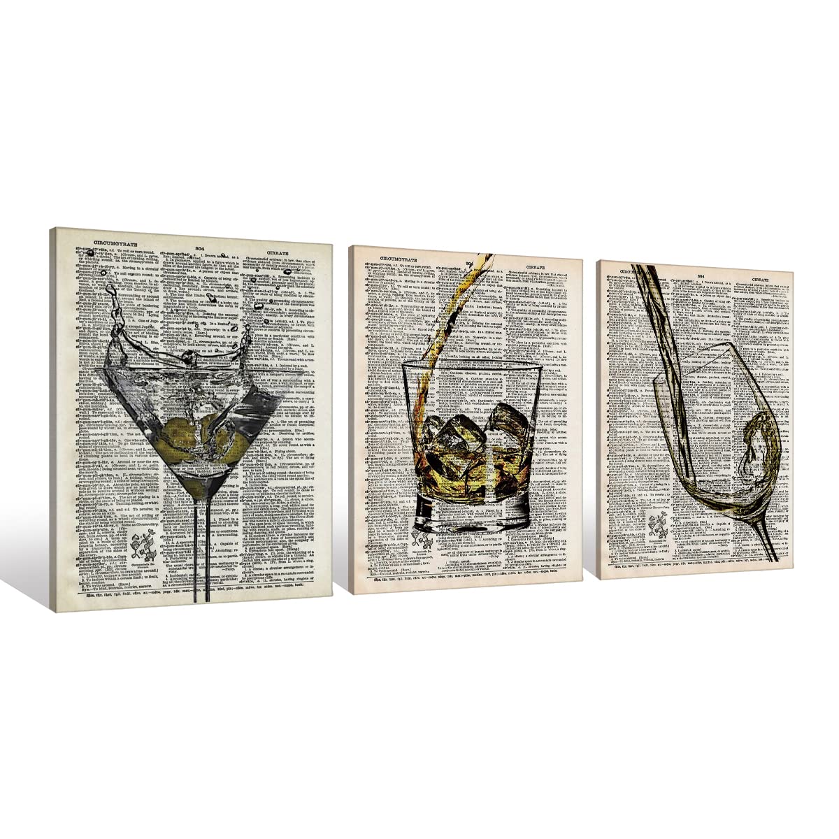 Bar Cart Decor Wall Art Set, Bar Canvas Wall Art Prints Artwork Signs Framed For Bar Club Lounge Bar Signs For Home Bar,11X14 In