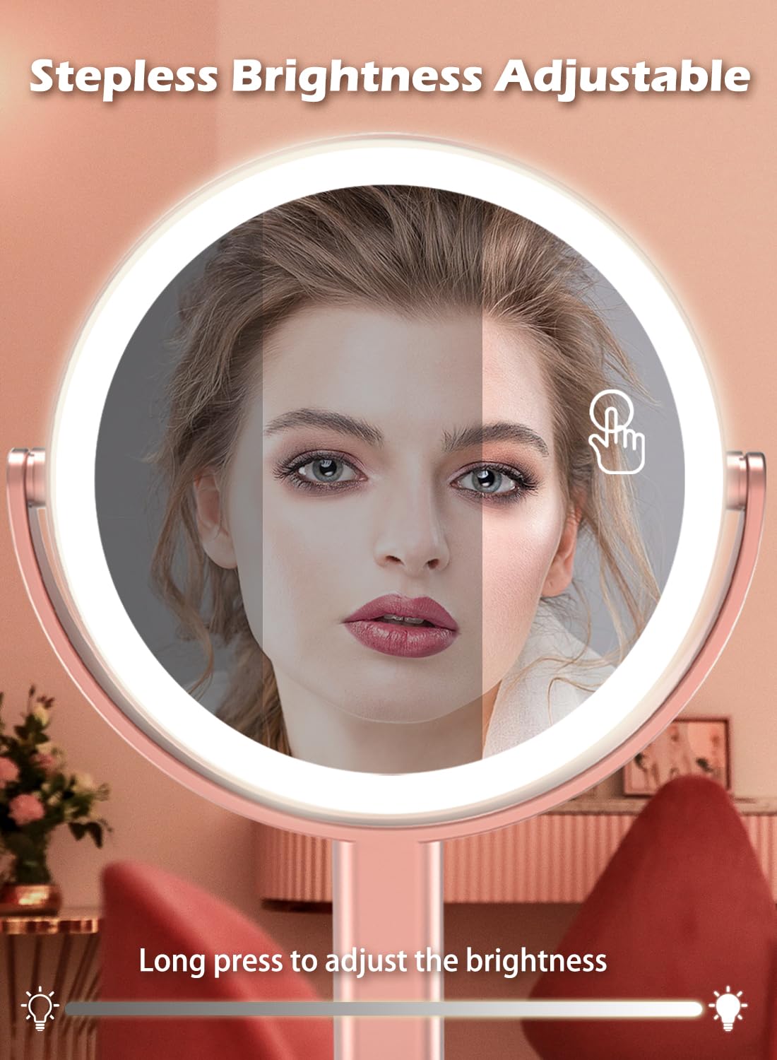 Ferxidi 10X Magnifying Mirror With Light,Double Sided Magnified Mirror With Lights,Rechargeable 3 Color Lights And Adjustable Br