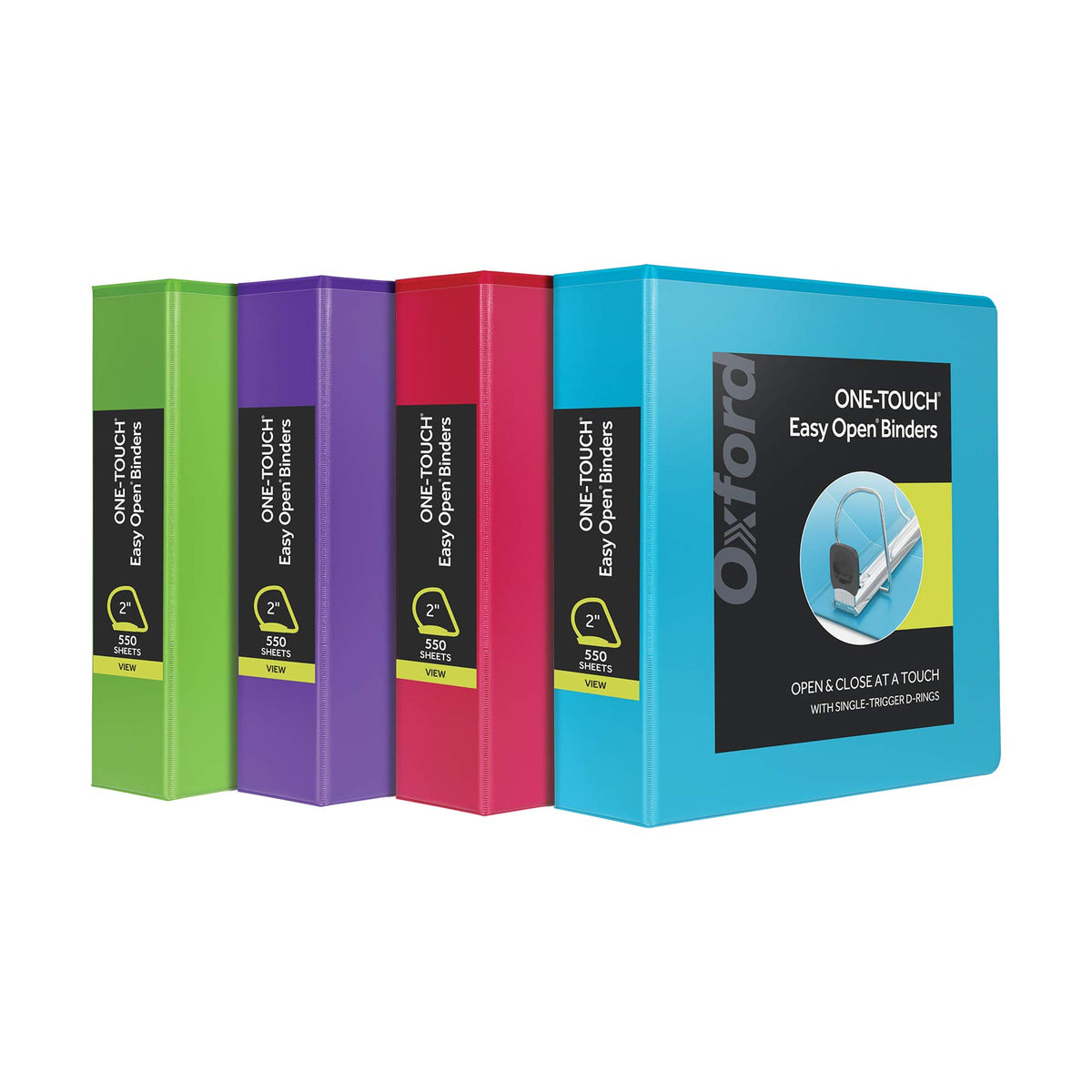 Oxford 3 Ring Binders, 2 Inch One-Touch Easy Open D Rings, View Binder Covers, Durable Hinge, Non-Stick, Pvc-Free, Fashion Color