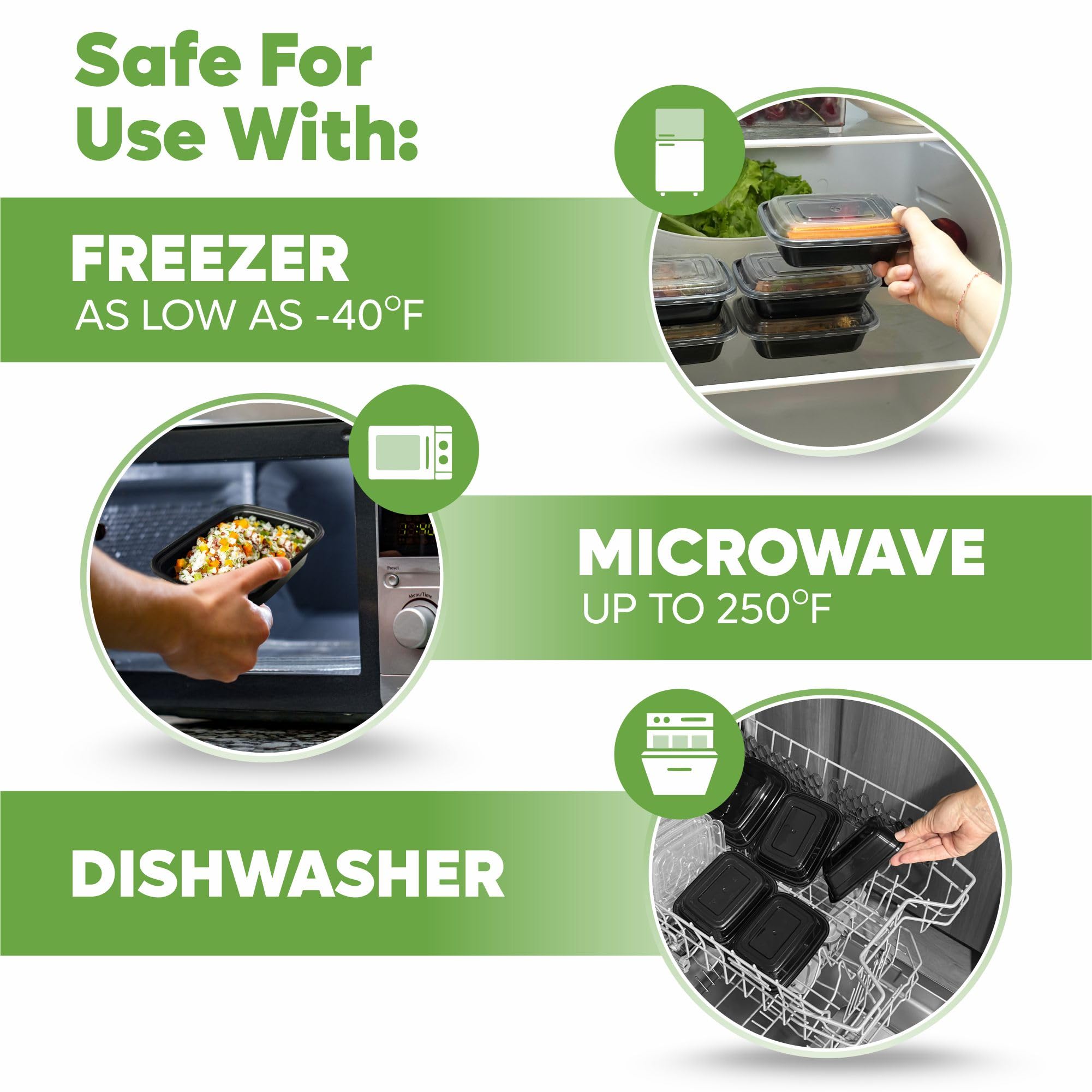 Comfy Package [12 Oz -50 Pack - 1 Compartment Reusable Meal Prep Containers - Microwaveable, Dishwasher And Freezer Safe, Bpa-Fr