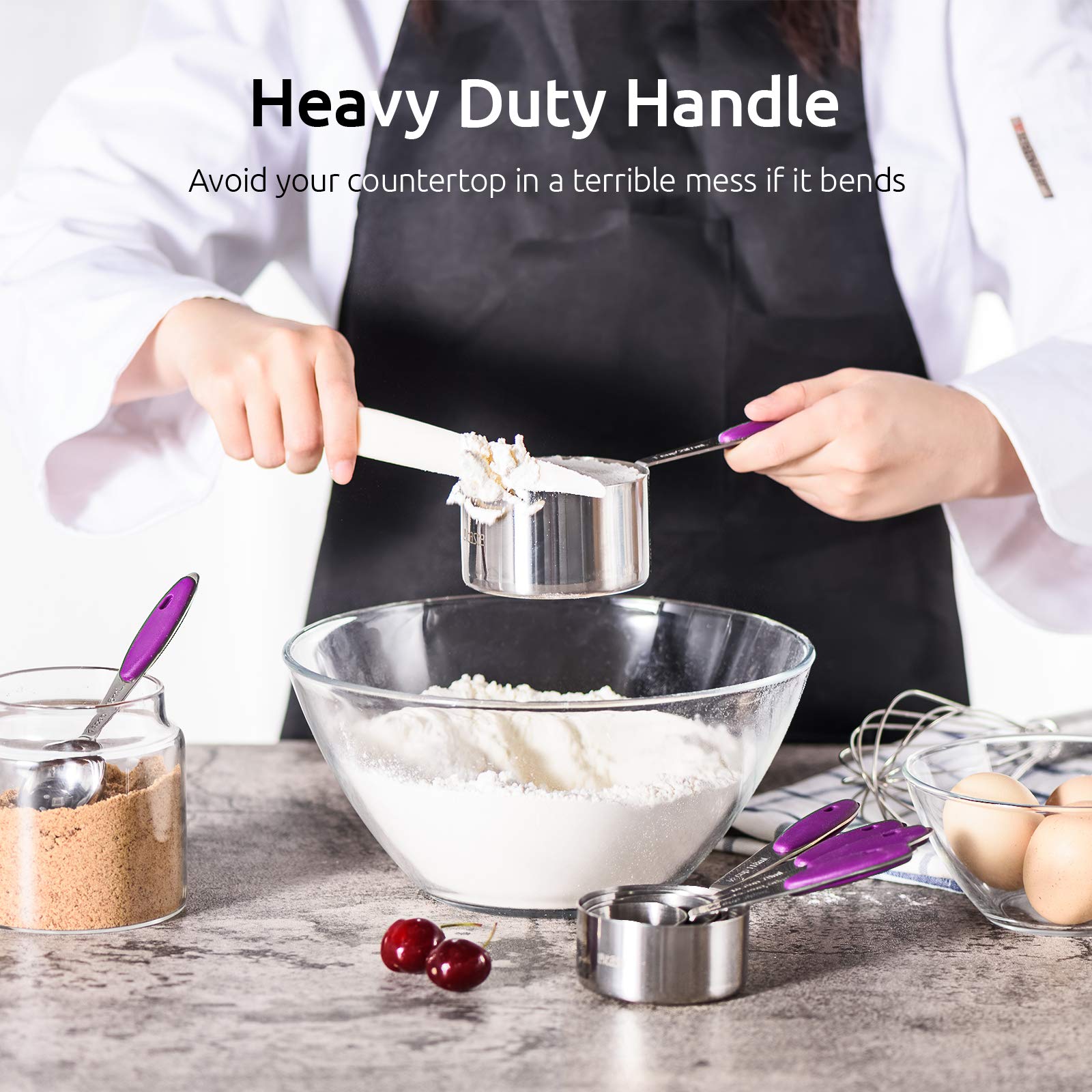 Measuring Cups : U-Taste 18/8 Stainless Steel Measuring Cups And Spoons Set Of 10 Piece, Upgraded Thickness Handle(Purple)