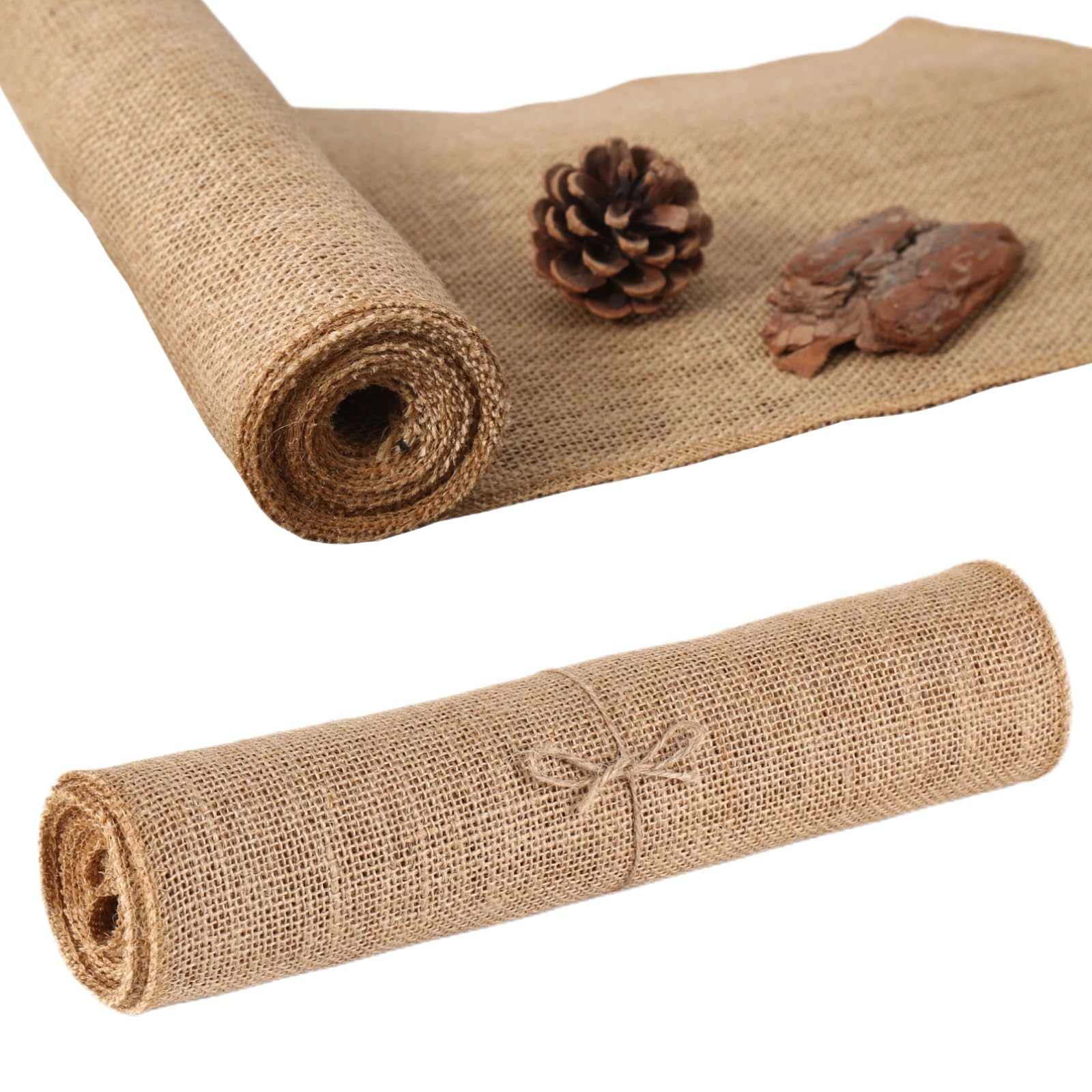 Kennuocat Burlap Table Runners - Natural And Eco-Friendly Versatile Premium Jute Fabric Rolls -12X108Inches(1 Roll) Decor For We