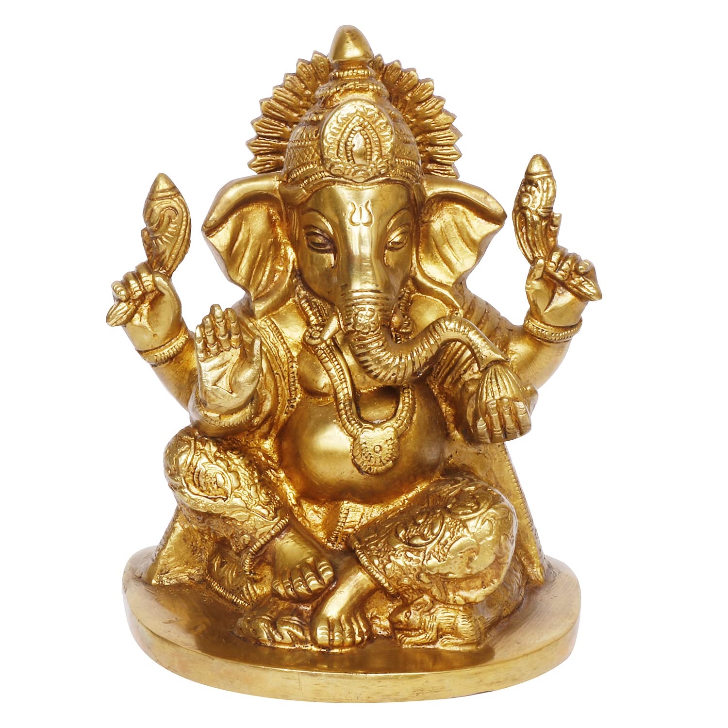 Kartique Brass Ganesh Bhagwan Idol Ganesha Statue Ganpati Murti For Home Entrance Decor Diwali Gift Height 7 Inch Gold Color