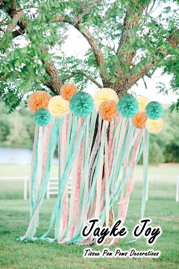 12 Pcs Tissue Pom Poms Decorations, Tissue Paper Flowers Kit For Birthday, Baby Shower, Classroom, Nursery, Graduation, Bridal S