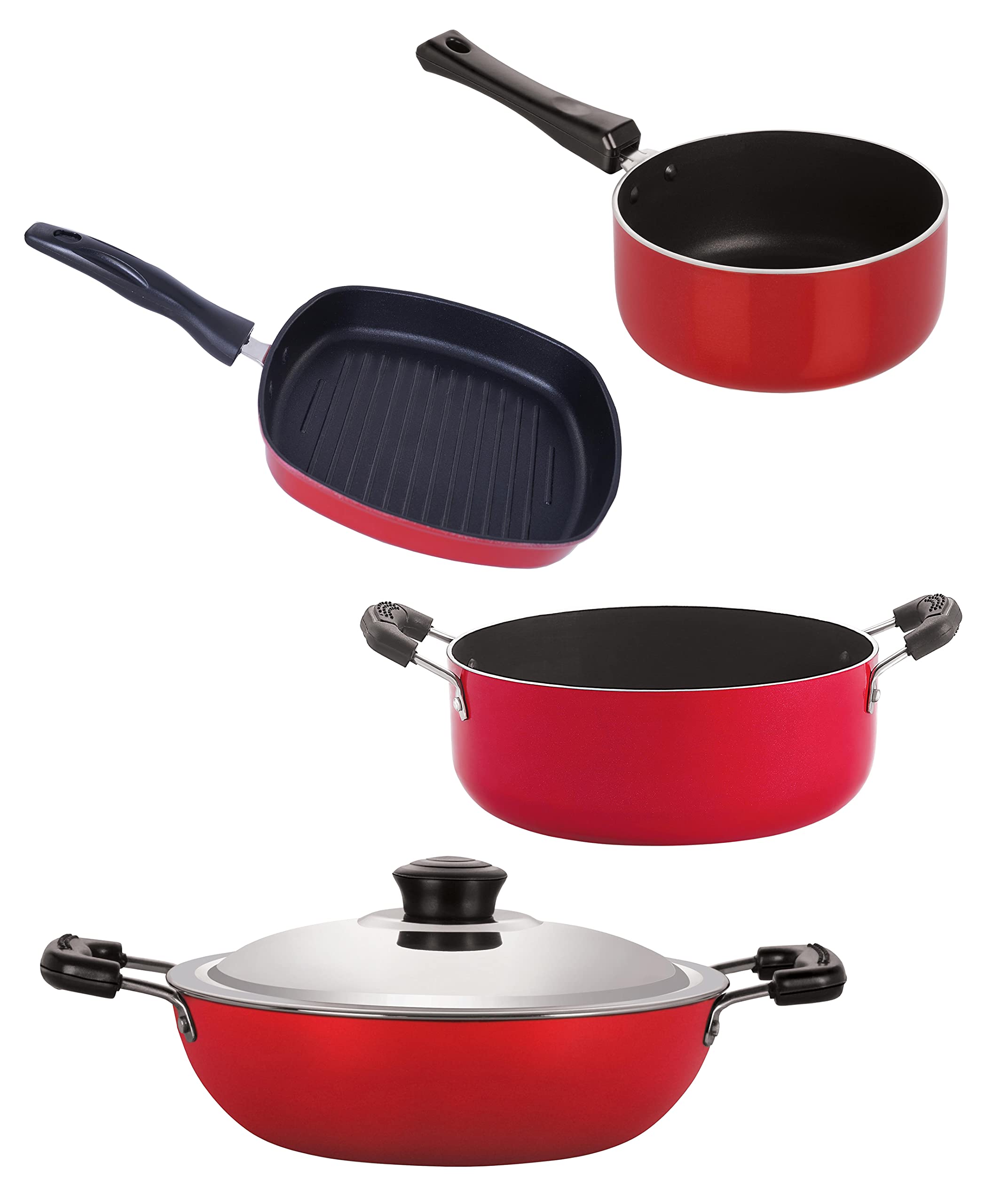 Nirlon Non Stick Combo Aluminium Cookware Set Of 4Piece (Dkd(J)_Sp(M)_Gp24.5_Cs24)