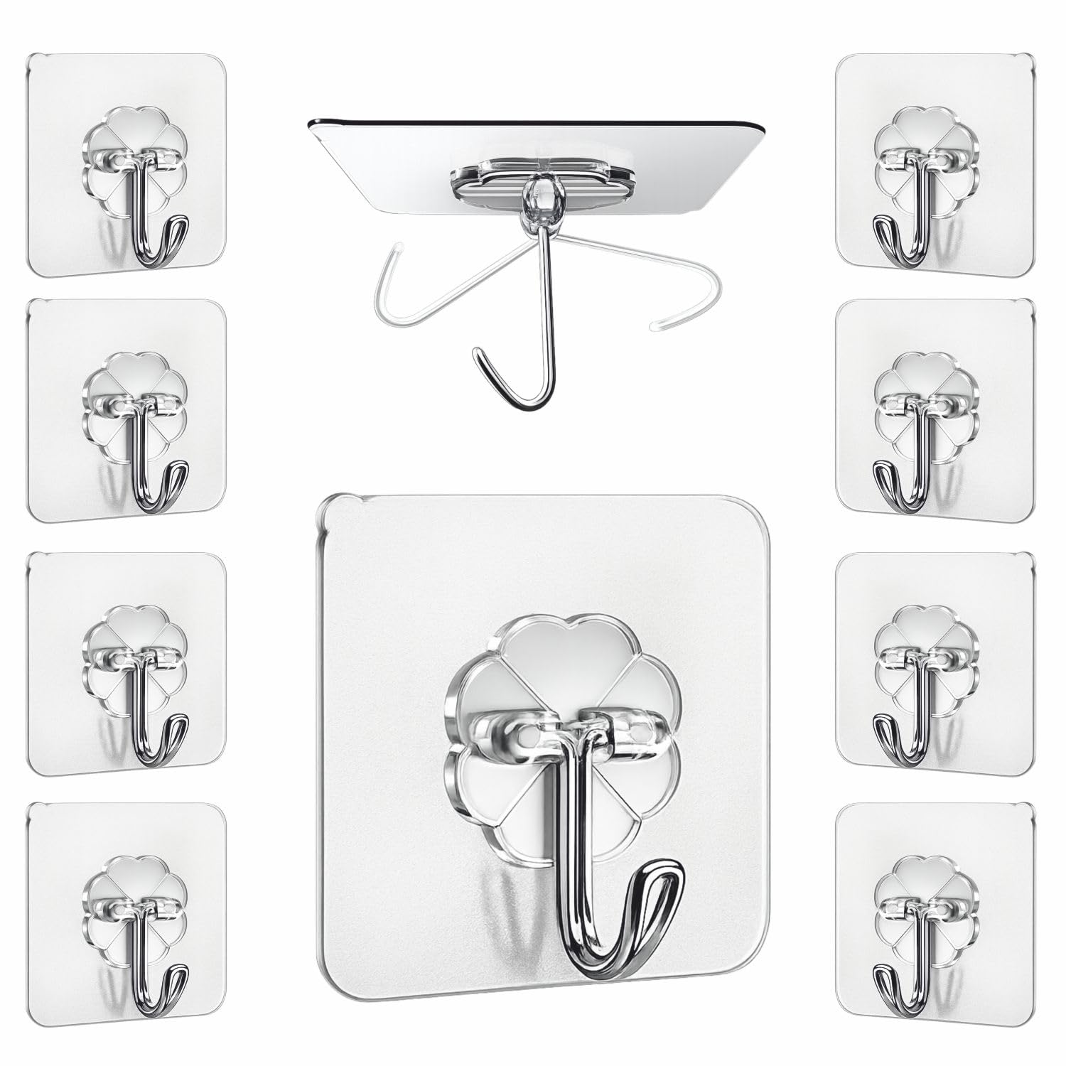 Jialto Adhesive Hooks 10 Pcs Transparent Adhesive Wall Hangings For Home Decoration | 5Kg Weight Capacity | Wall Decor Hanging P