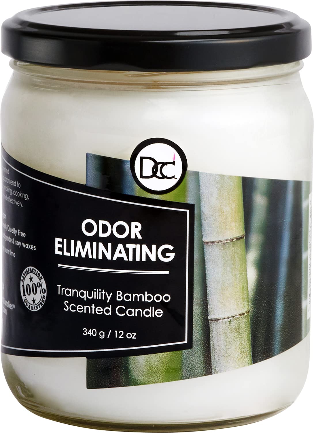 Bamboo Odor Eliminating Highly Fragranced Candle - Eliminates 95% of Pet, Smoke, Food, and Other Smells Quickly - Up to 80 Hour