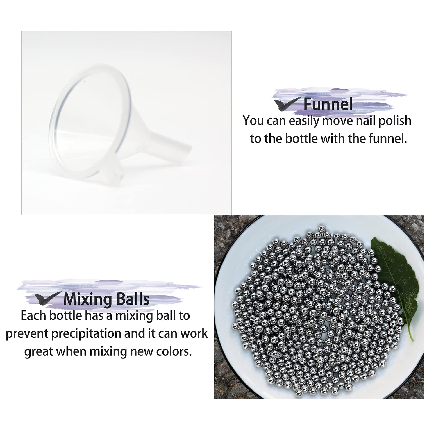 Agidea Empty Nail Polish Bottles With Round Brush 5Ml, 6Pcs Small Empty Glass Refillable Nail Polish Containers With Mixing Ball