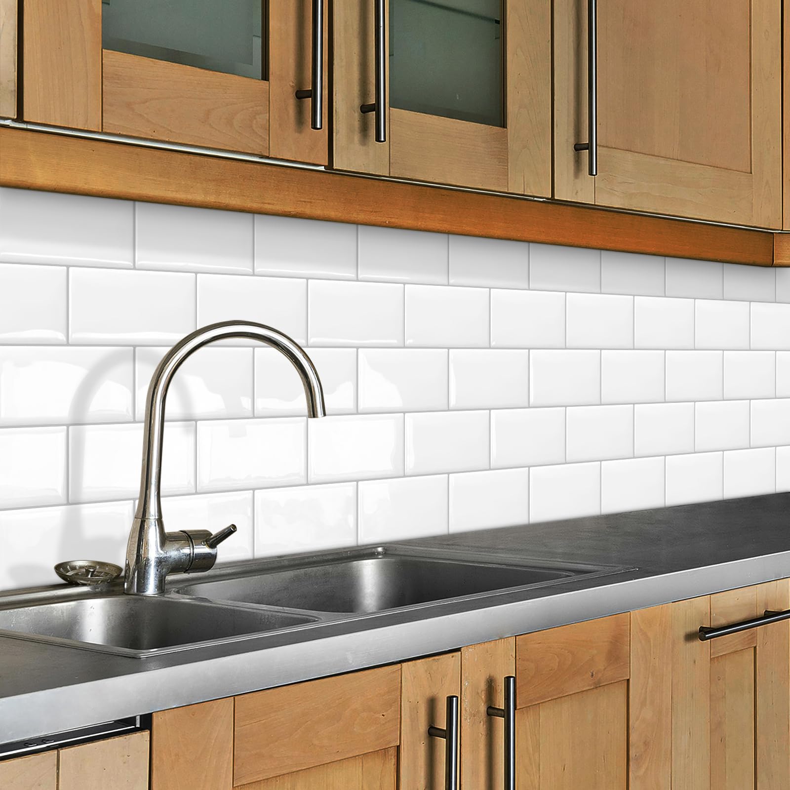 DEWOO 10 Thick White Subway Tile Peel and Stick Backsplash Self-Adhesive Wall Tiles for Kitchen and Bathroom