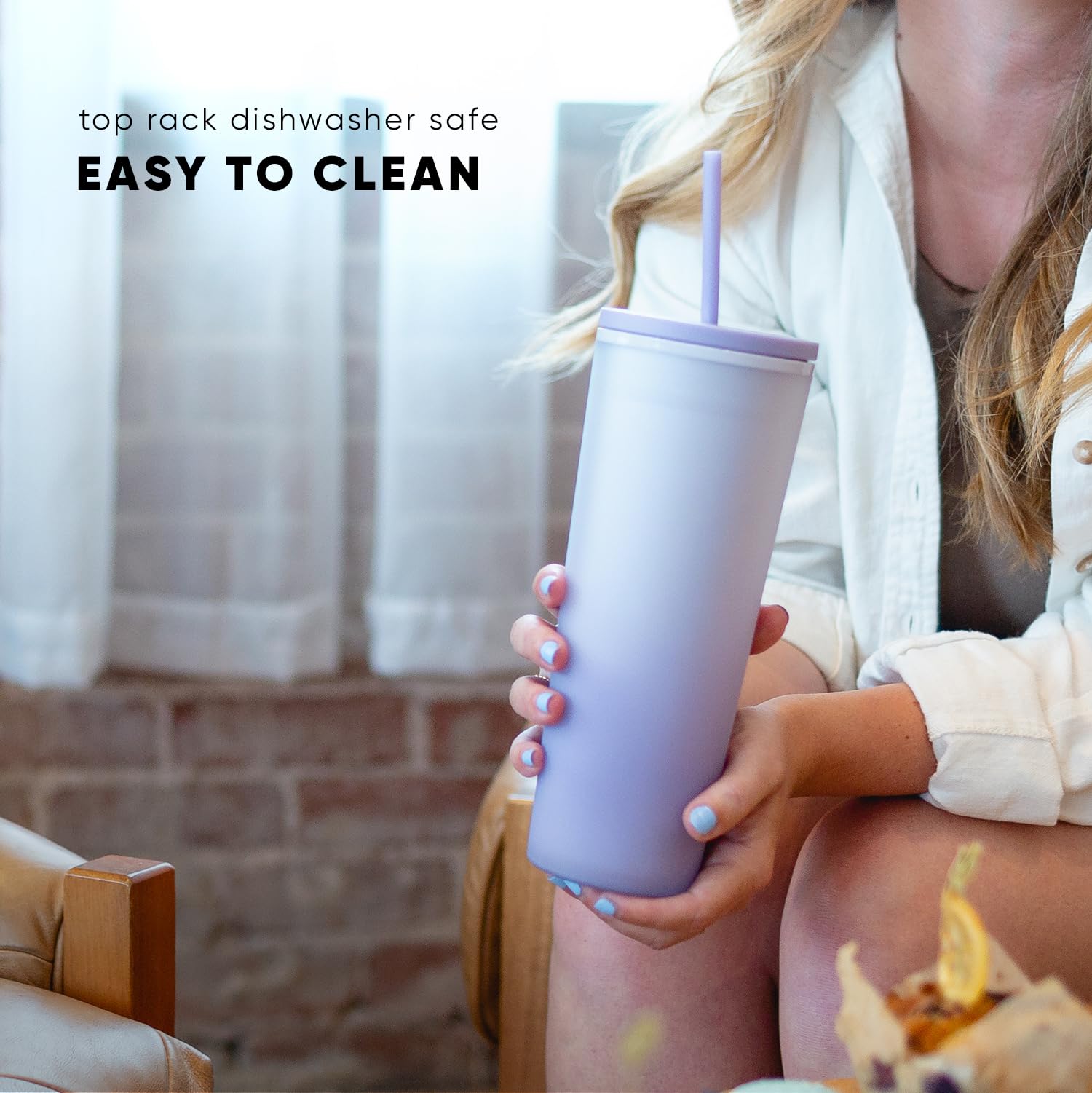Simple Modern Plastic Tumbler with Lid and Straw | Reusable BPA Free Iced Coffee Cups Double Wall Smoothie Cup | Gifts for Women