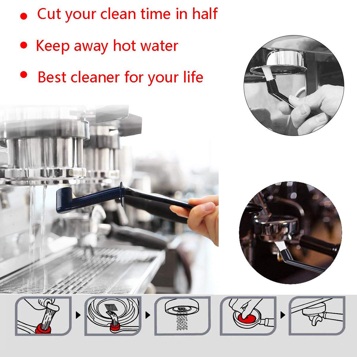 ACKLLR Coffee Grinder Cleaning Brush  Heavy Wood Handle & Natural Bristles Wood Dusting Espresso Brush and Nylon Espresso Machine Brush with Spoon for Bean Grain Barista Pasta Makers Home Kitchen