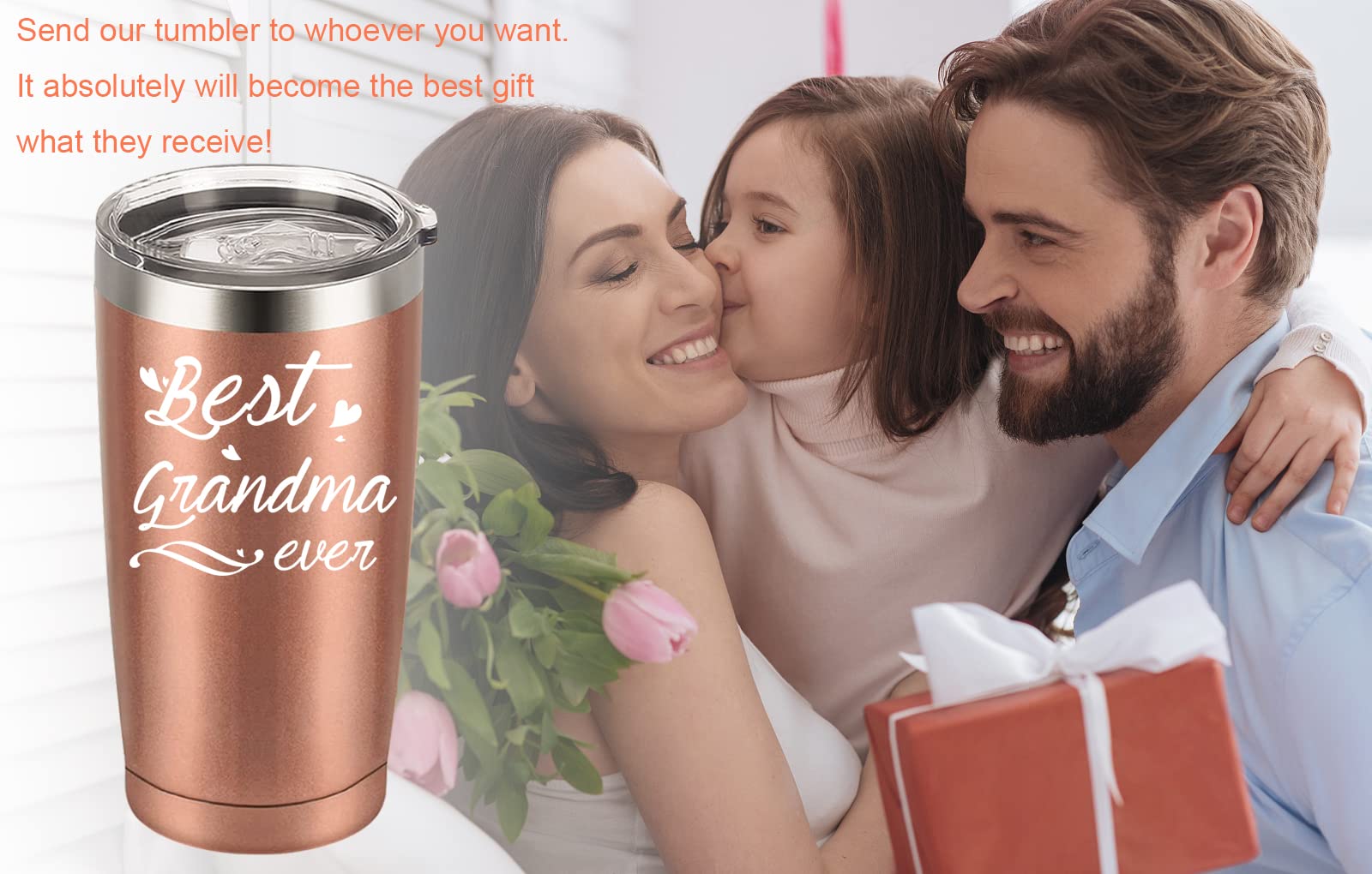 Aletege Best Grandma Ever Tumbler Best Grandma Travel Tumbler With Straw Birthday Mothers Day Gifts For Grandma From Grandkids G