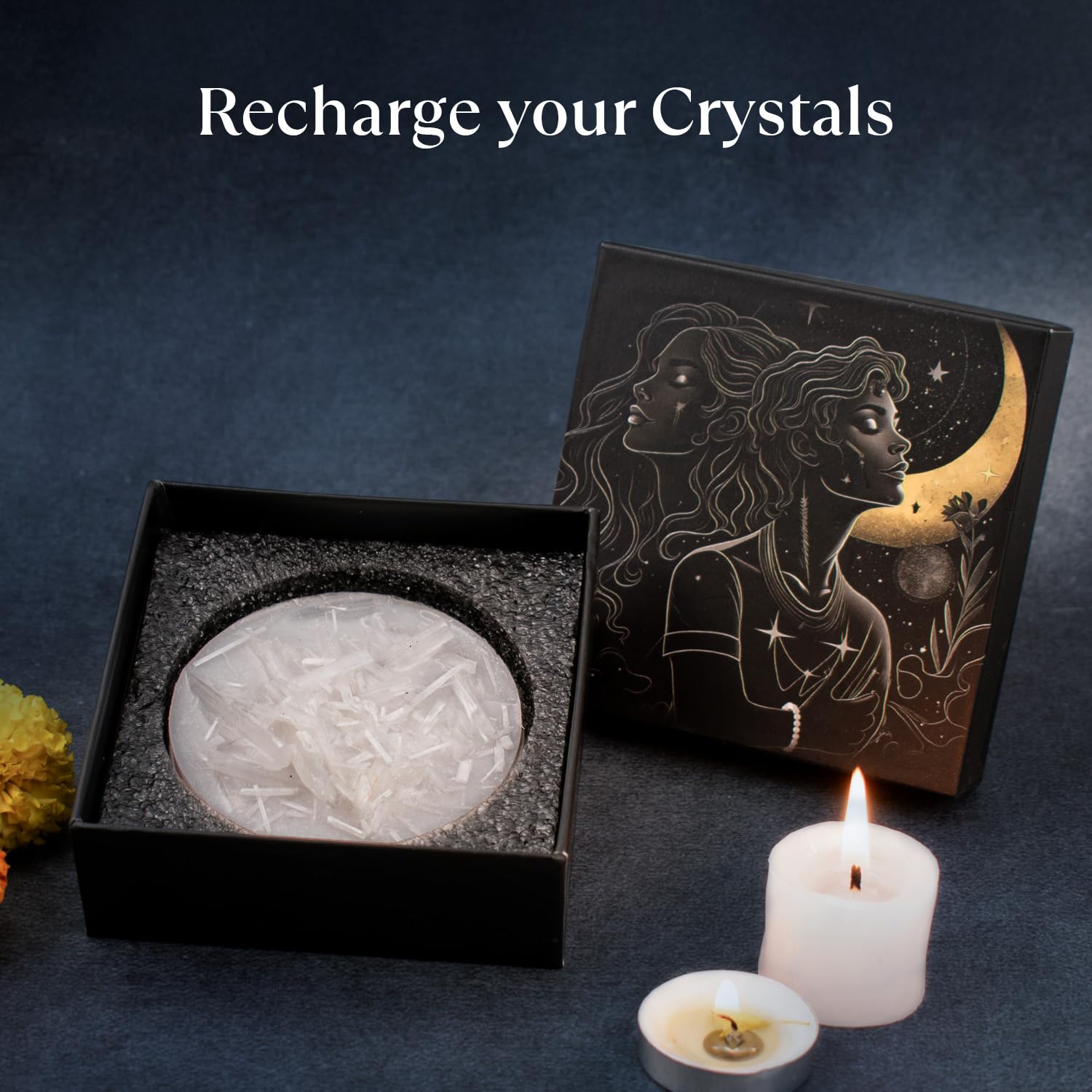 Astrotalk Raw Moroccan Selenite Plate | for Charging & Energy Cleansing | Selenite Charging Plate for Recharging Bracelets & Enhancing Crystal Energy | Authentic Moroccan Crystal for Peace & Clarity