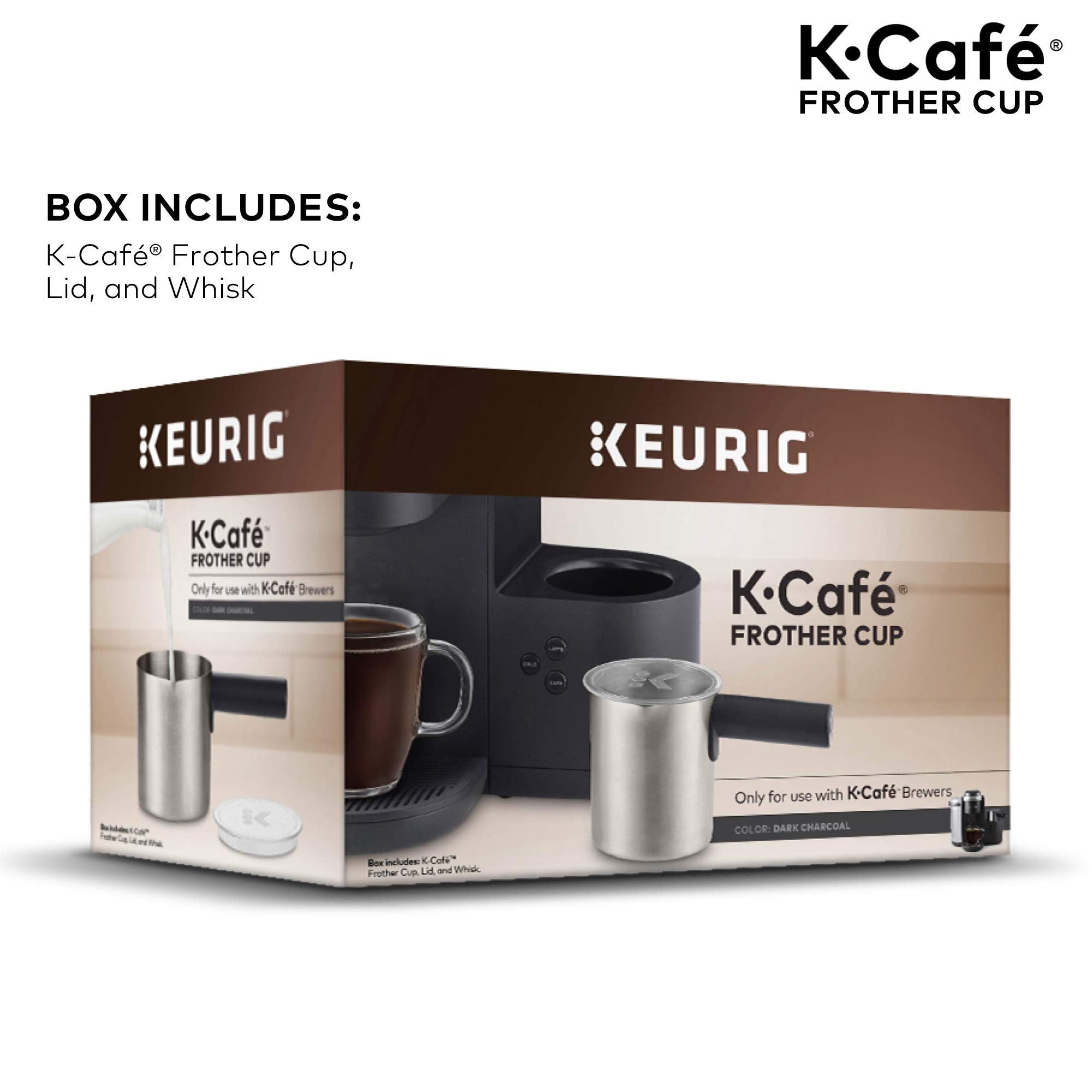 Keurig Works Non-Dairy Milk, Hot And Cold Frothing, Compatible K-Caf   Coffee Makers Only,34 Ounce, Charcoal Frother