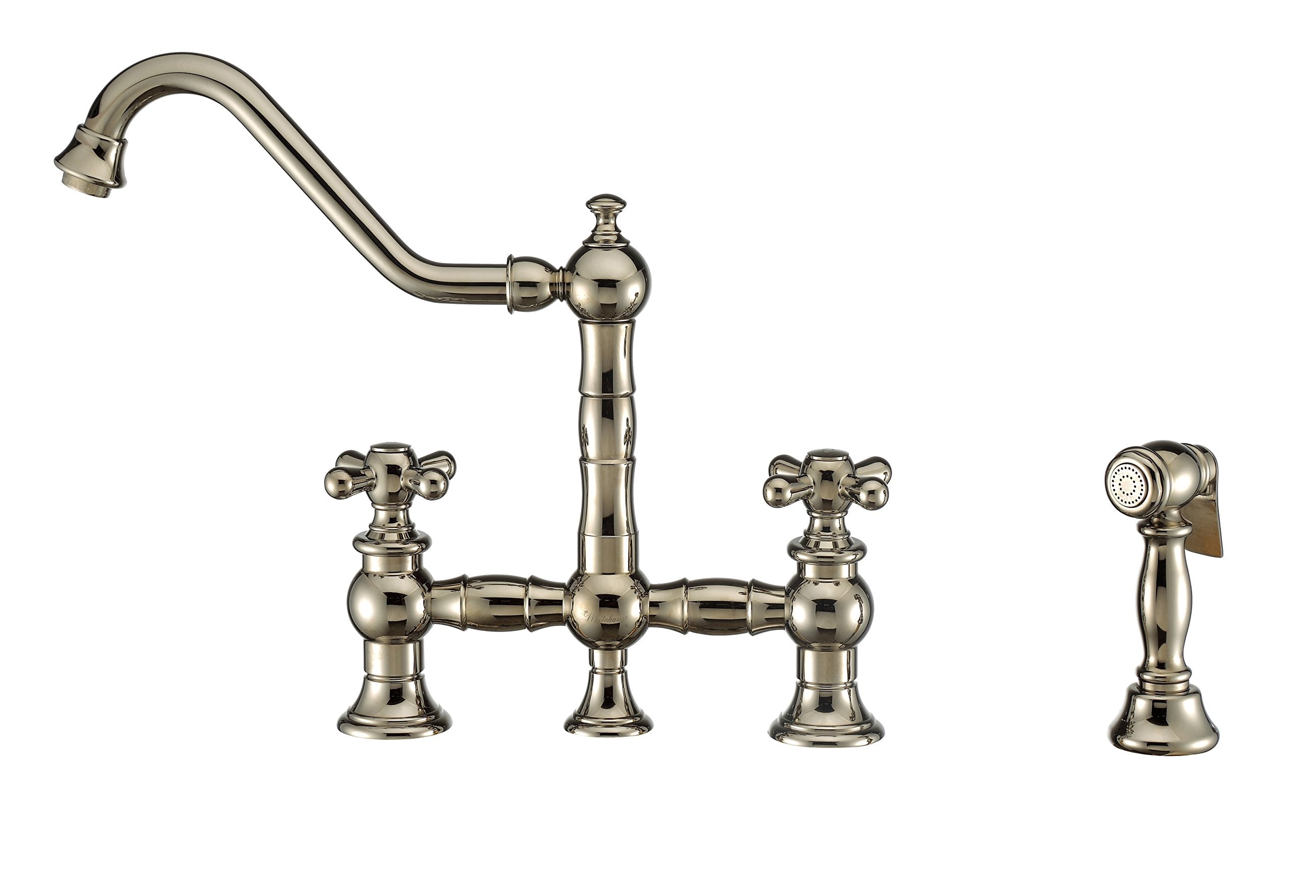 Whitehaus Collection Whkbtcr3-9201-Nt-Pn Vintage Iii Plus Bridge Faucet, One Size, Polished Nickel