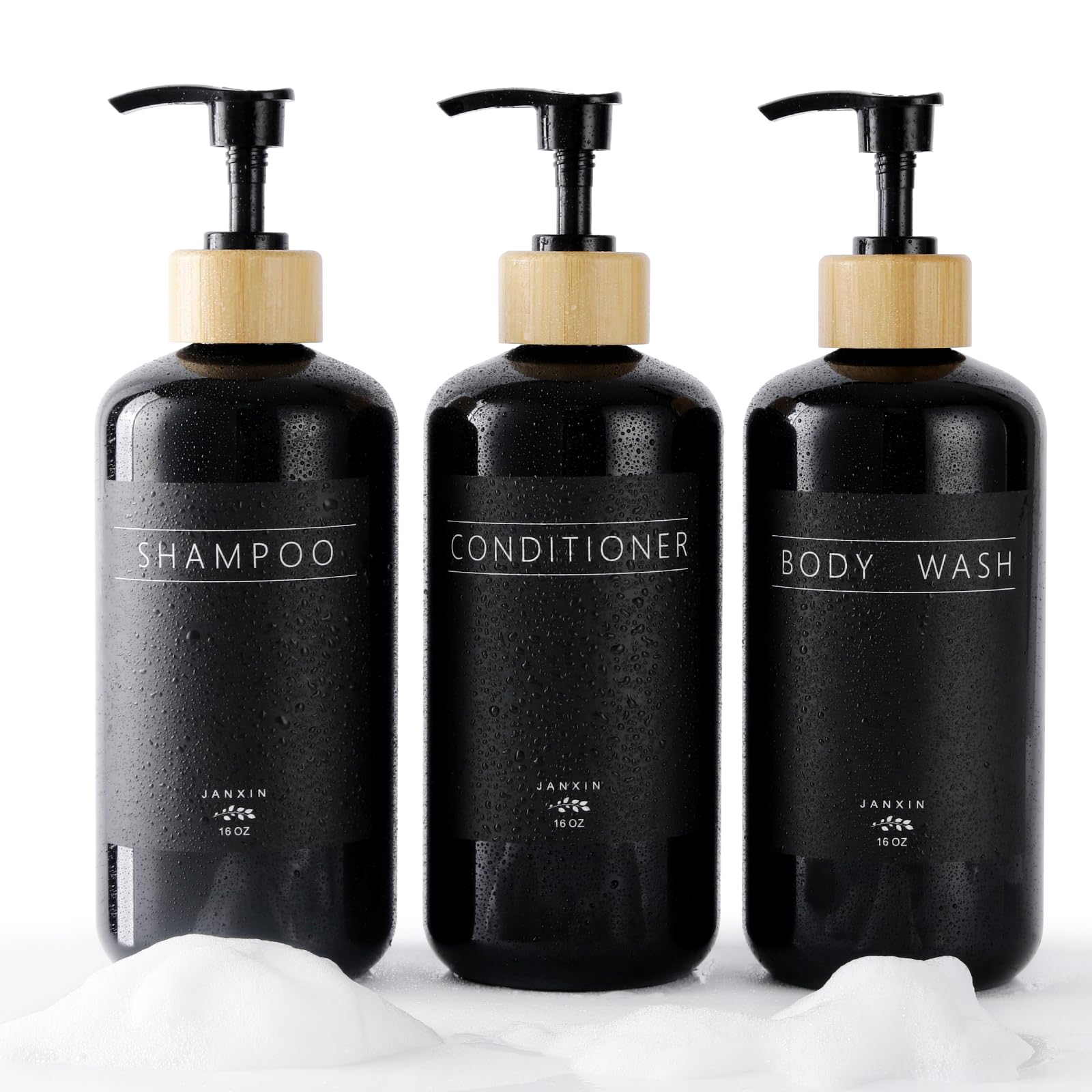 Janxin Shampoo And Conditioner Dispenser Set Of 3,Modern Refillable 16Oz Shampoo And Conditioner Bottles With Pump,Stylish Showe